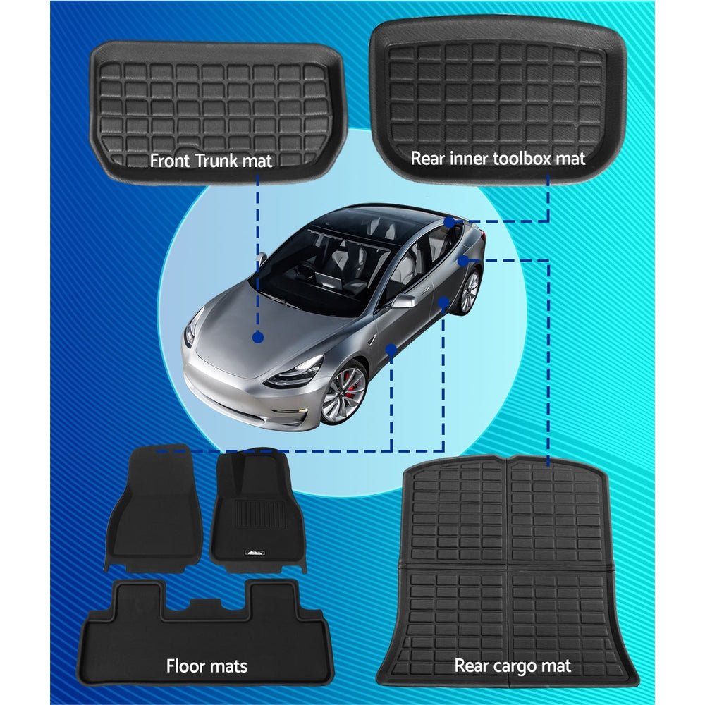 Car Rubber Floor Trunk Toolbox Cargo Mats for Tesla Model Y 2021 - 2023 - Auto Accessories > Auto Accessories Others > Automotive Decor - Rivercity House & Home Co. (ABN 18 642 972 209) - Affordable Modern Furniture Australia