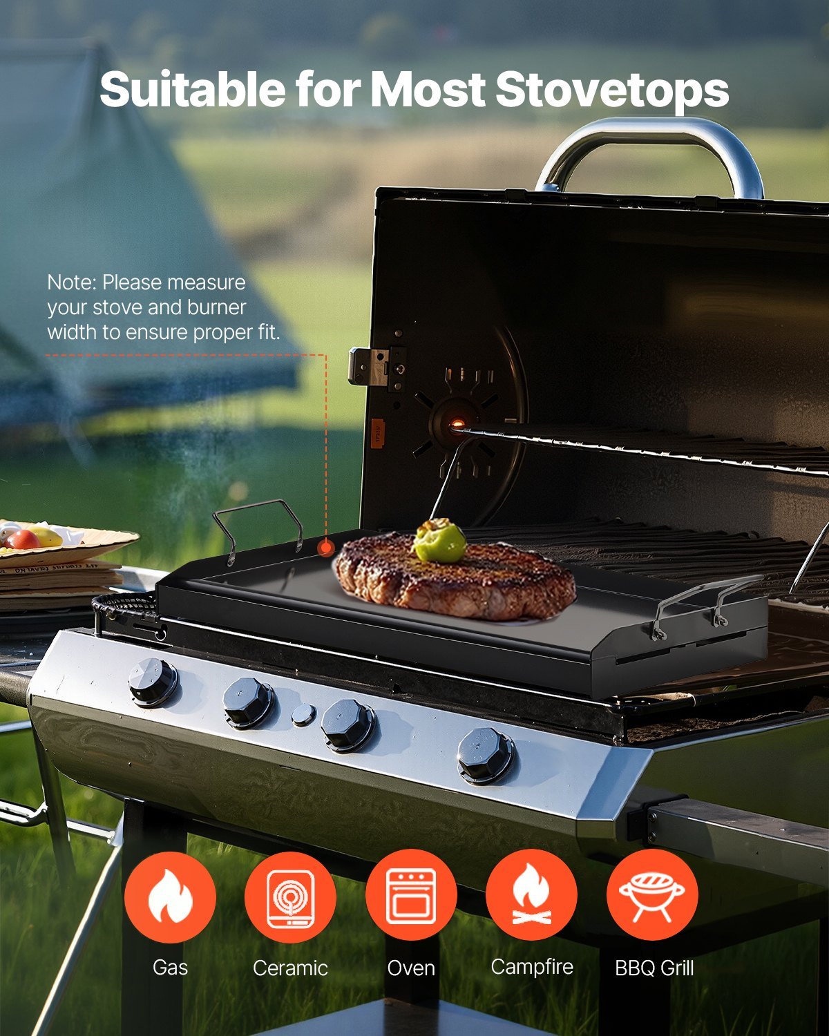 Carbon Steel Griddle, 24x16 inch Universal Flat Top Rectangular Plate, Gas Grill Griddle for BBQ Grill, Teppanyaki, Portable Family Cookware with Handle, for Camping Tailgating Party - Outdoor Recreation > Boating > Paddles & Oars - Rivercity House & Home Co. (ABN 18 642 972 209) - Affordable Modern Furniture Australia