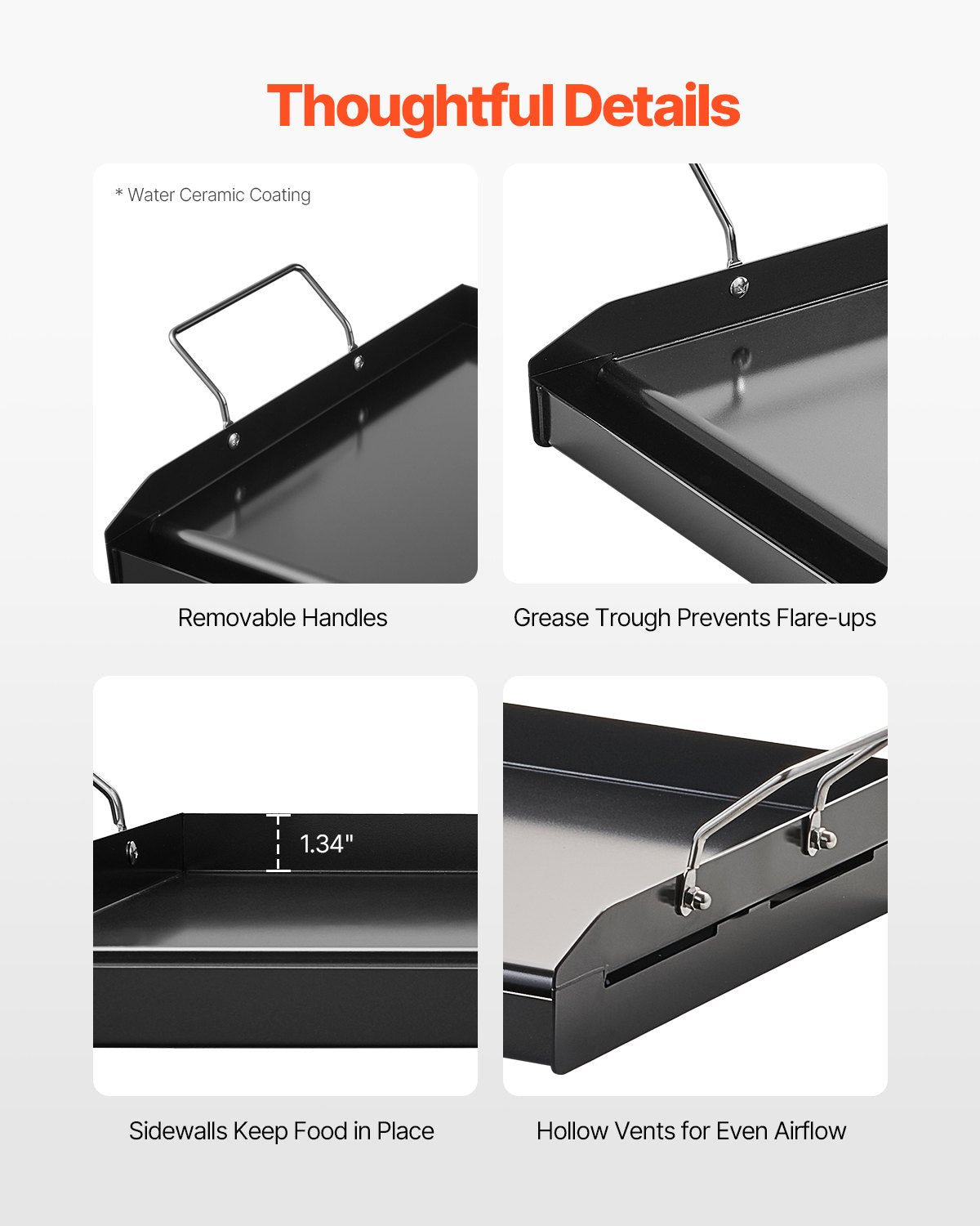 Carbon Steel Griddle, 24x16 inch Universal Flat Top Rectangular Plate, Gas Grill Griddle for BBQ Grill, Teppanyaki, Portable Family Cookware with Handle, for Camping Tailgating Party - Outdoor Recreation > Boating > Paddles & Oars - Rivercity House & Home Co. (ABN 18 642 972 209) - Affordable Modern Furniture Australia