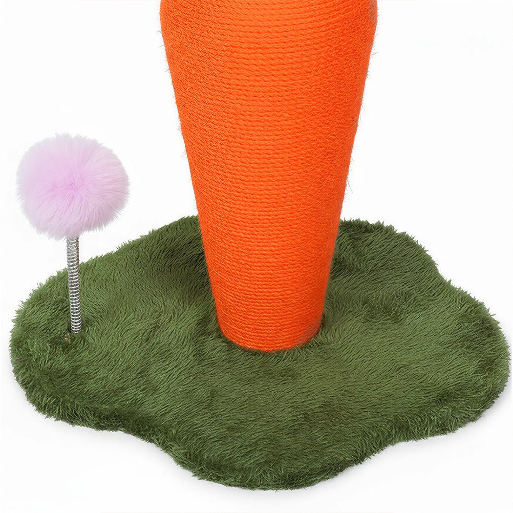 Carrot Cat Scratching Post with Plush Ball Toy - Orange Green - Rivercity House & Home Co. (ABN 18 642 972 209) - Affordable Modern Furniture Australia