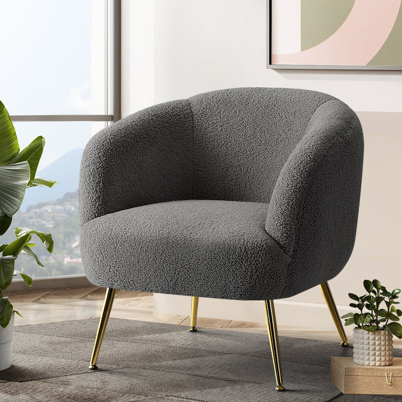 Casey Sherpa Accent Armchair - Charcoal - Furniture > Living Room - Rivercity House & Home Co. (ABN 18 642 972 209) - Affordable Modern Furniture Australia