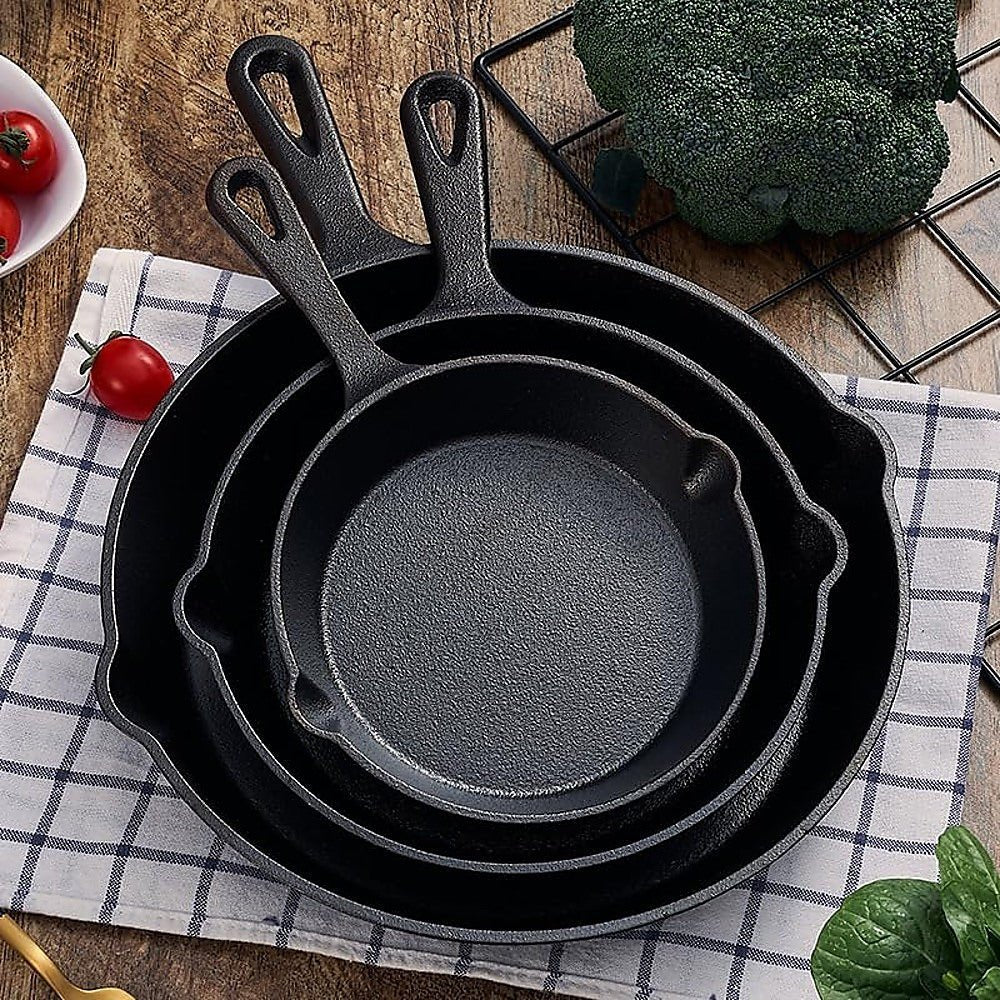 Cast Iron Frying Pan Set – 3PCS Skillet, Grill & Oven Cookware for Home Cooking - Home & Garden > Kitchenware > Kitchen Utensils - Rivercity House & Home Co. (ABN 18 642 972 209) - Affordable Modern Furniture Australia
