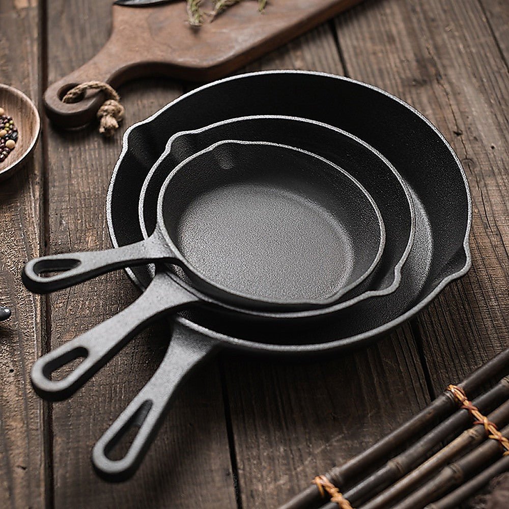 Cast Iron Frying Pan Set – 3PCS Skillet, Grill & Oven Cookware for Home Cooking - Home & Garden > Kitchenware > Kitchen Utensils - Rivercity House & Home Co. (ABN 18 642 972 209) - Affordable Modern Furniture Australia