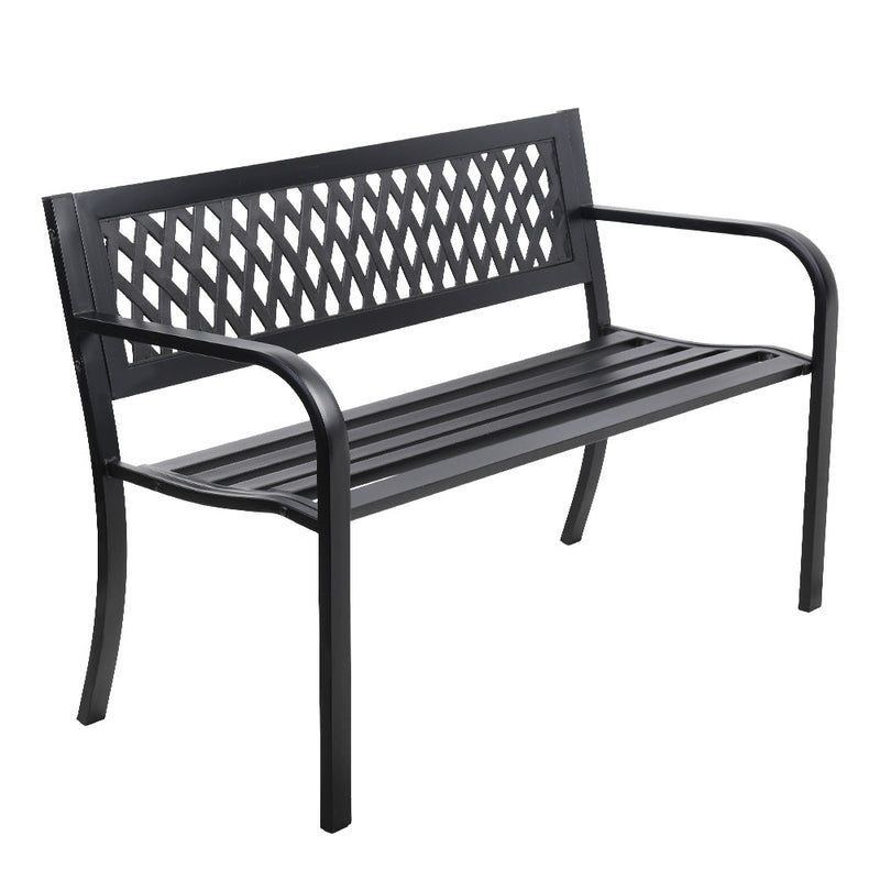 Cast Iron Modern Garden Bench - Black - Rivercity House & Home Co. (ABN 18 642 972 209) - Affordable Modern Furniture Australia