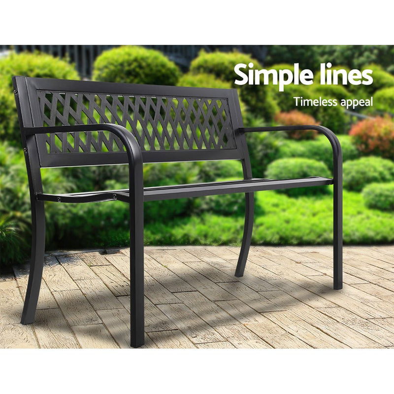 Cast Iron Modern Garden Bench - Black - Rivercity House & Home Co. (ABN 18 642 972 209) - Affordable Modern Furniture Australia