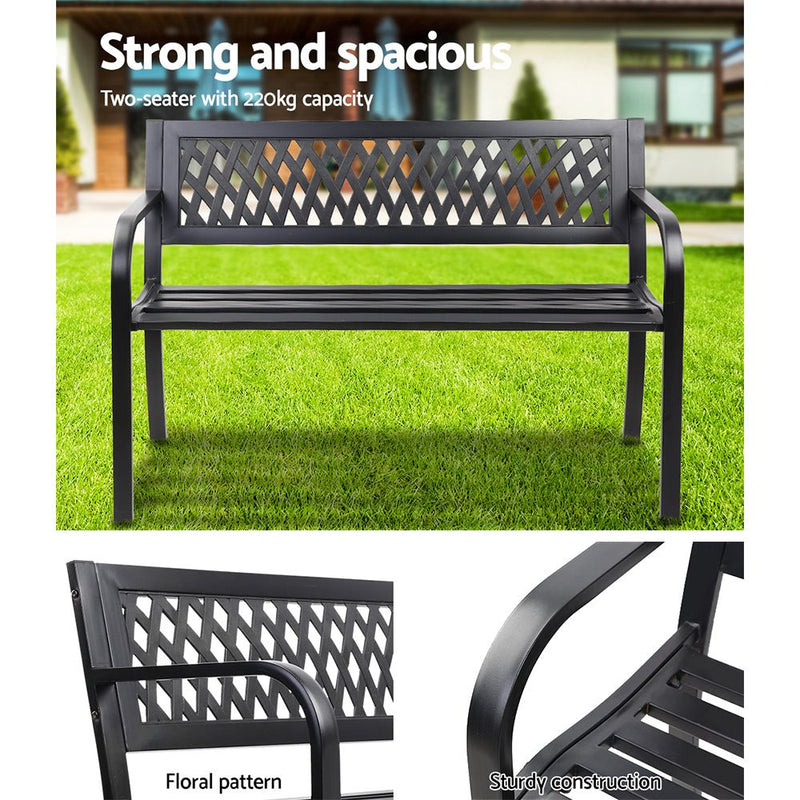 Cast Iron Modern Garden Bench - Black - Rivercity House & Home Co. (ABN 18 642 972 209) - Affordable Modern Furniture Australia