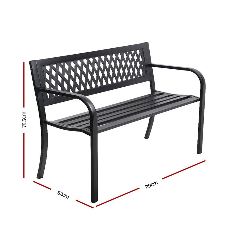 Cast Iron Modern Garden Bench - Black - Rivercity House & Home Co. (ABN 18 642 972 209) - Affordable Modern Furniture Australia