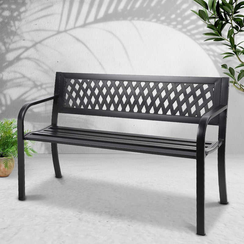 Cast Iron Modern Garden Bench - Black - Rivercity House & Home Co. (ABN 18 642 972 209) - Affordable Modern Furniture Australia