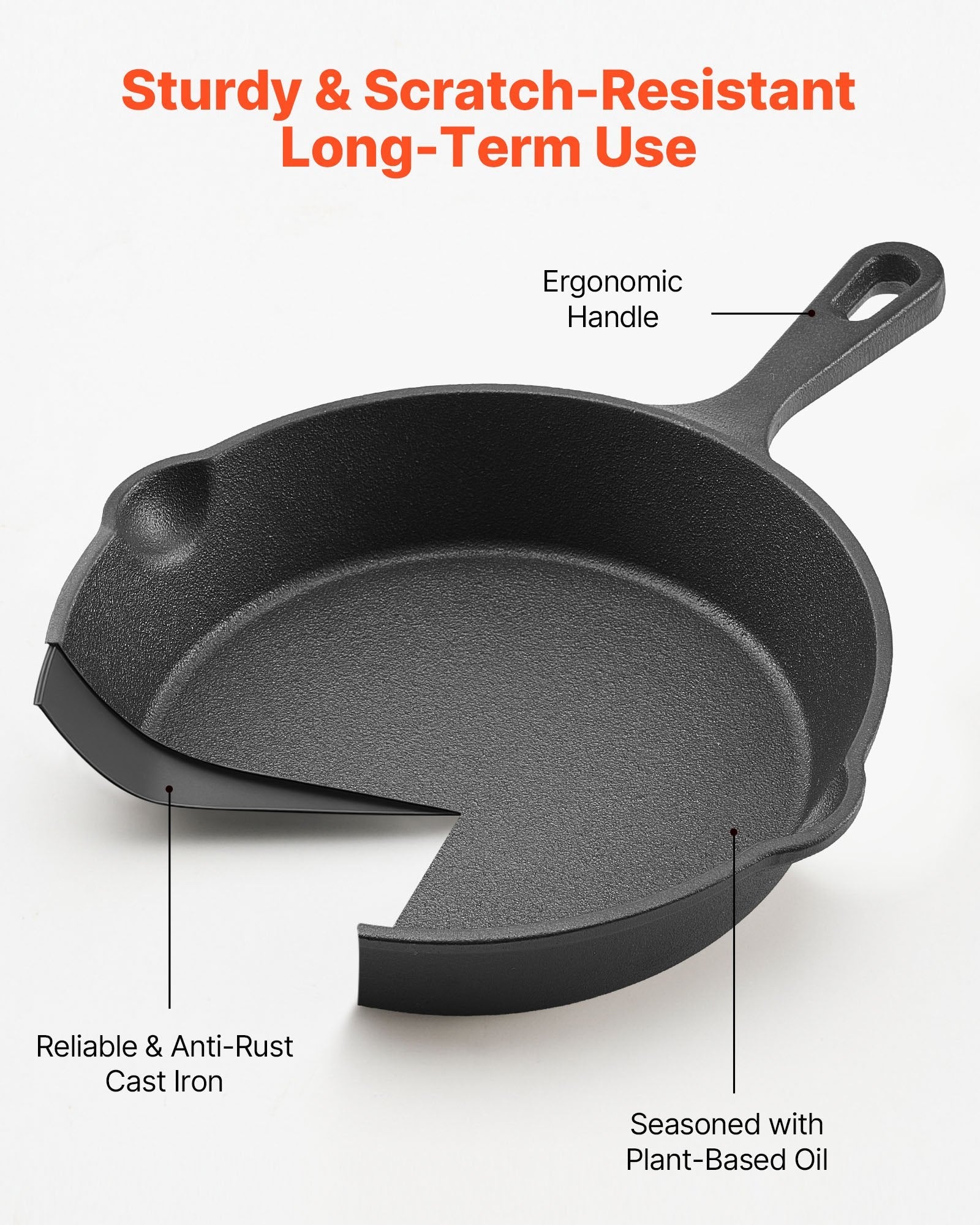 Cast Iron Skillet, 3 Pcs Frying Pan Set (160, 220, 265 mm), Heavy - Duty Skillets with Heat - Resistant Handle, Pre - Seasoned Chef's Pan, Kitchen Cookware, for Oven, Gas, Electrical, Induction, Black - Home & Garden > Kitchenware > Skillets & Frying Pans - Rivercity House & Home Co. (ABN 18 642 972 209) - Affordable Modern Furniture Australia