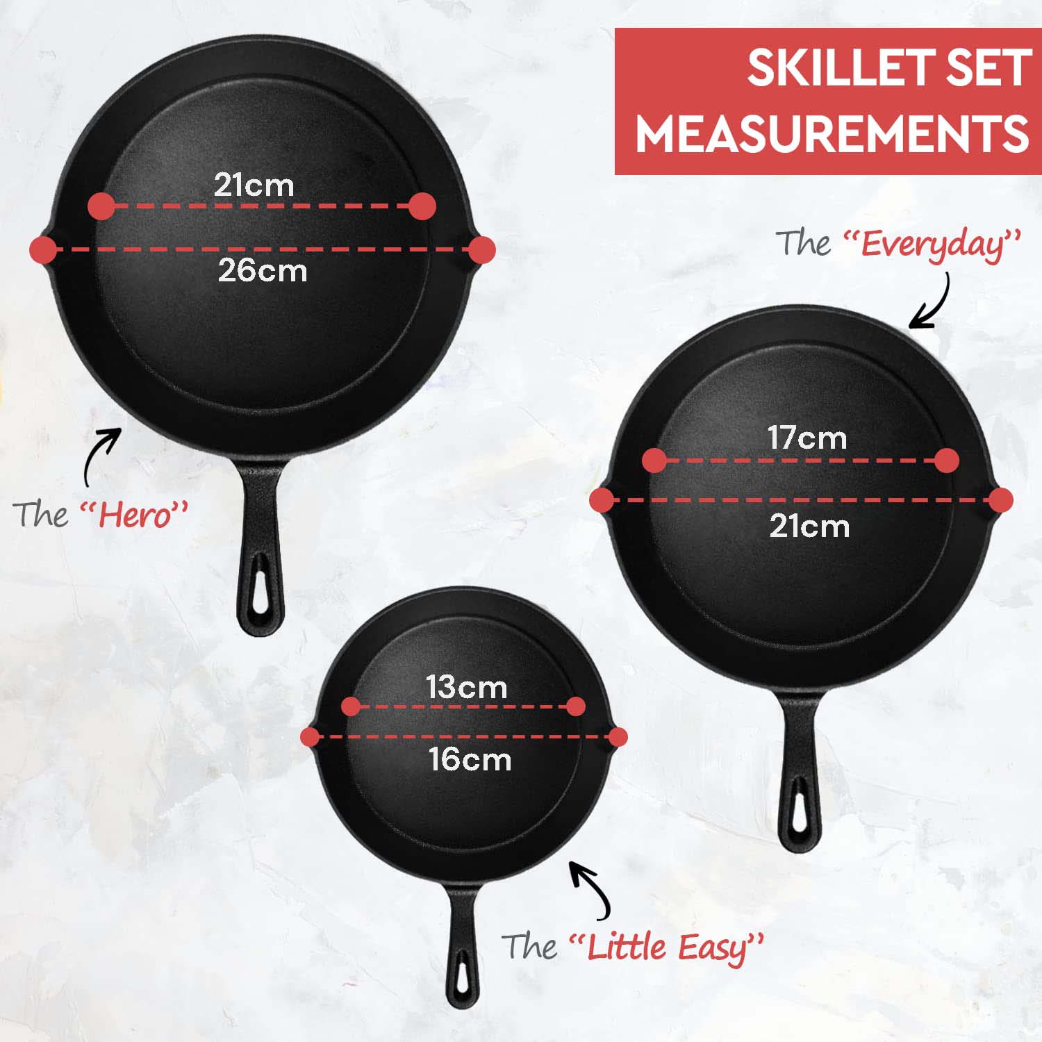 Cast Iron Skillet Cookware 3 - Piece Set Chef Quality Pre - Seasoned Pan 10" 8" 6" Pans - Home & Garden > Kitchenware > Skillets & Frying Pans - Rivercity House & Home Co. (ABN 18 642 972 209) - Affordable Modern Furniture Australia