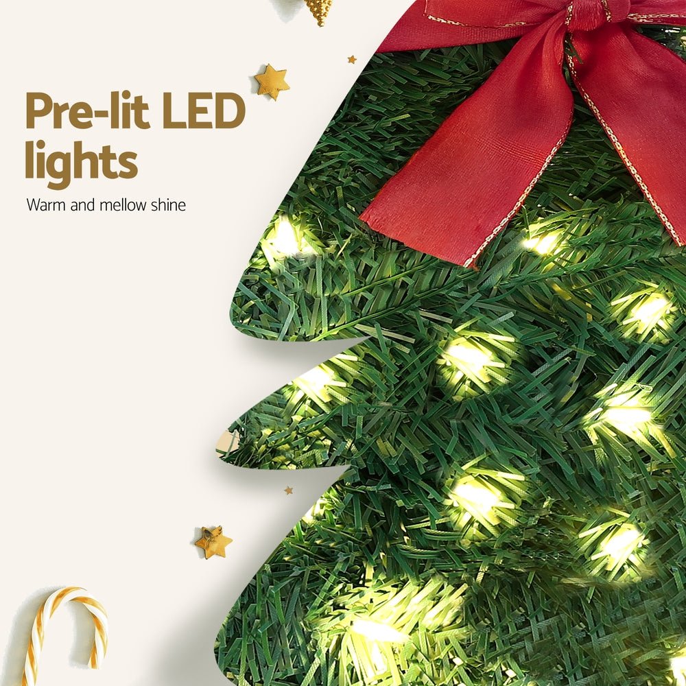Cat Christmas Wreath Pre-lit 20 LED Xmas Decor Bow Flower 35x30cm - Occasions > Christmas > Christmas Wreaths & Garlands - Rivercity House & Home Co. (ABN 18 642 972 209) - Affordable Modern Furniture Australia