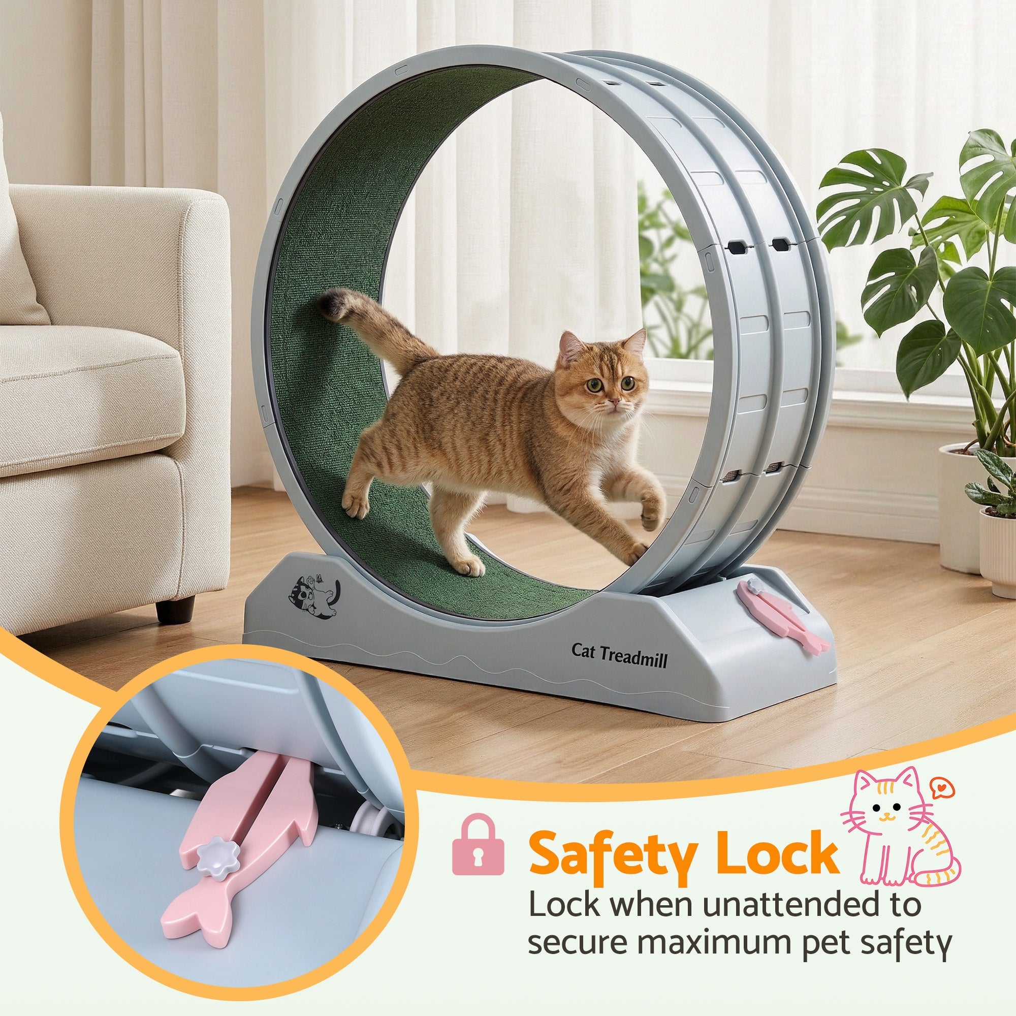 Cat Exercise Wheel Treadmill Indoor 80cm Blue & Green - Pet Care > Toys > Cat Toys - Rivercity House & Home Co. (ABN 18 642 972 209) - Affordable Modern Furniture Australia