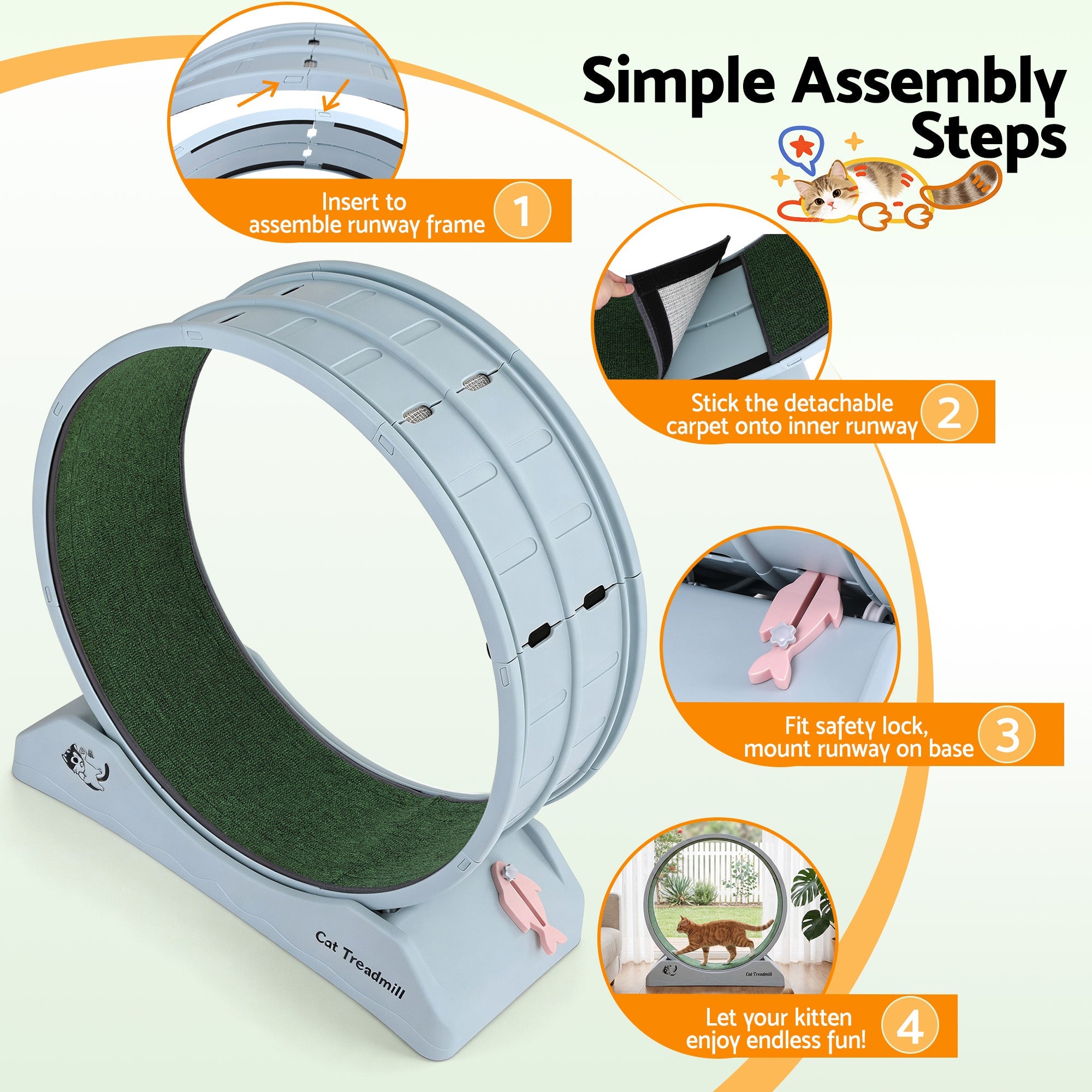 Cat Exercise Wheel Treadmill Indoor 80cm Blue & Green - Pet Care > Toys > Cat Toys - Rivercity House & Home Co. (ABN 18 642 972 209) - Affordable Modern Furniture Australia
