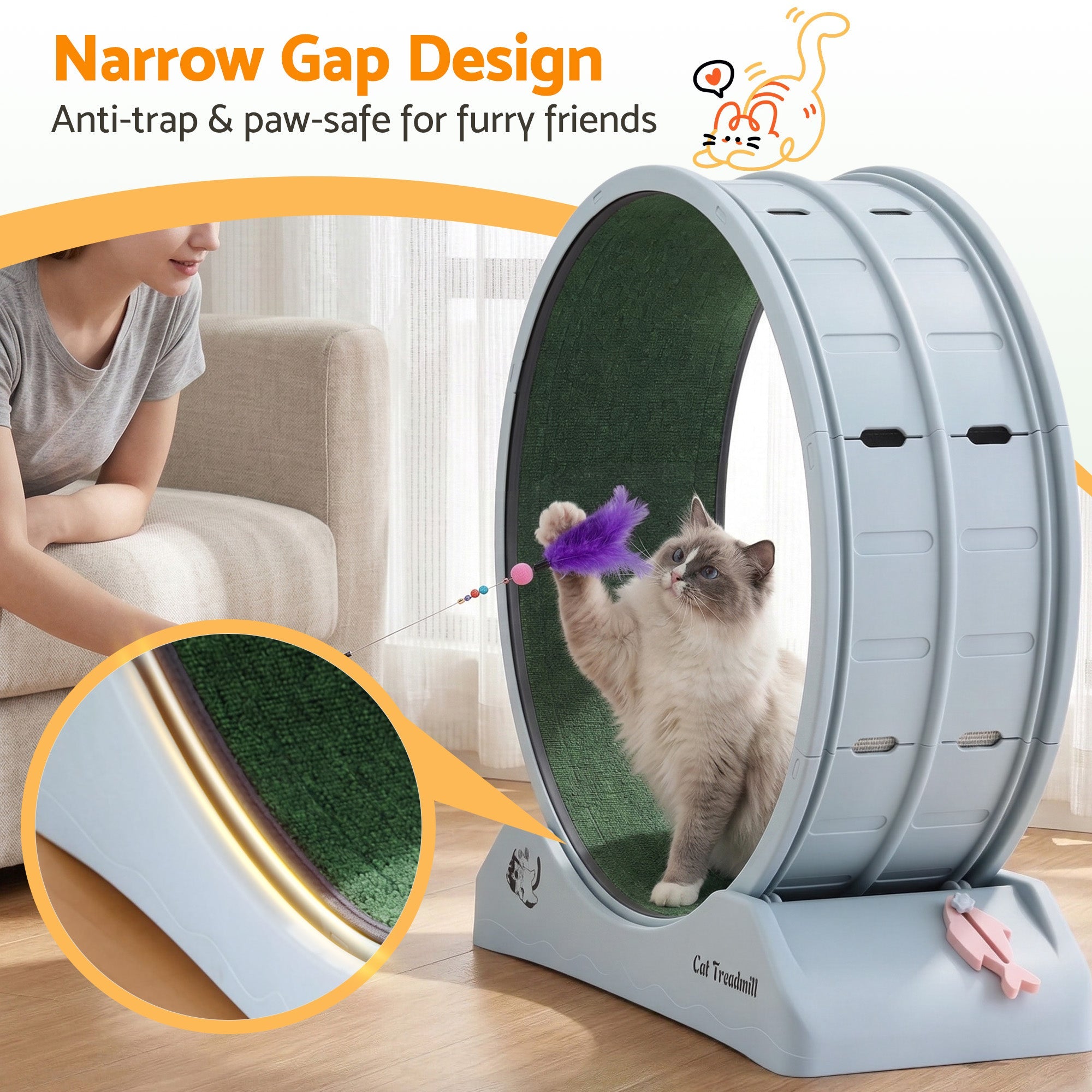 Cat Exercise Wheel Treadmill Indoor 80cm Blue & Green - Pet Care > Toys > Cat Toys - Rivercity House & Home Co. (ABN 18 642 972 209) - Affordable Modern Furniture Australia