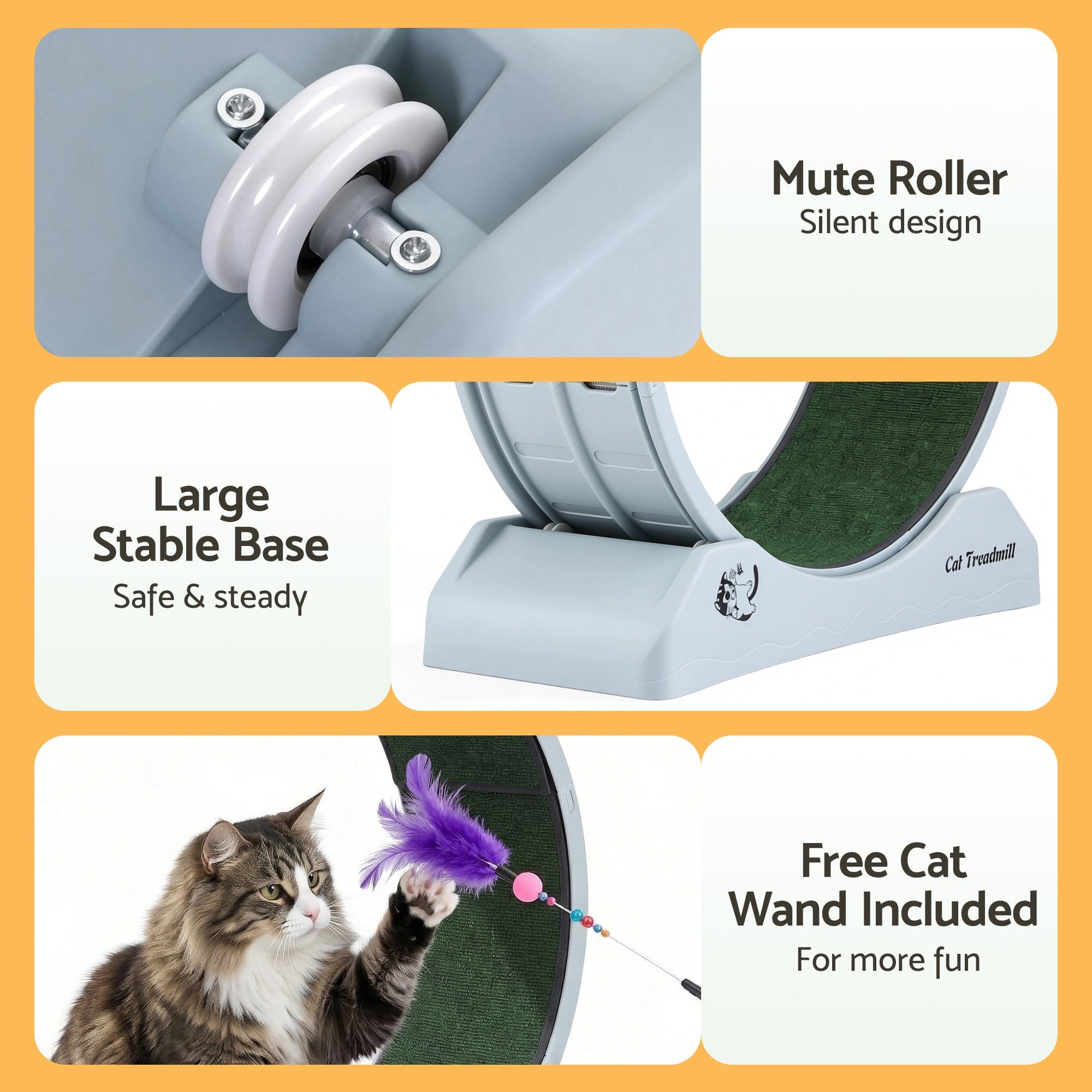 Cat Exercise Wheel Treadmill Indoor 80cm Blue & Green - Pet Care > Toys > Cat Toys - Rivercity House & Home Co. (ABN 18 642 972 209) - Affordable Modern Furniture Australia