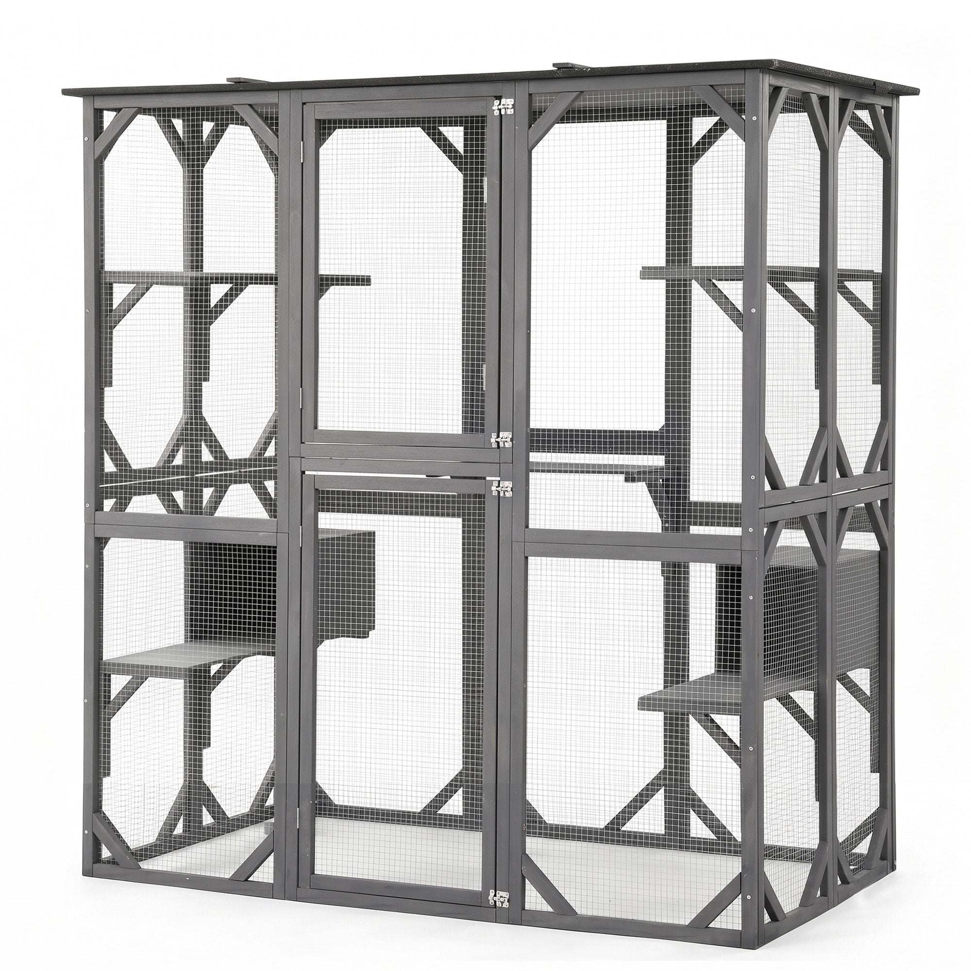 Cat House 181cm Outdoor Catio Enclosure Walk-In Large Rabbit Hutch Grey - Pet Care > Cat Supplies > Cat Furniture - Rivercity House & Home Co. (ABN 18 642 972 209) - Affordable Modern Furniture Australia