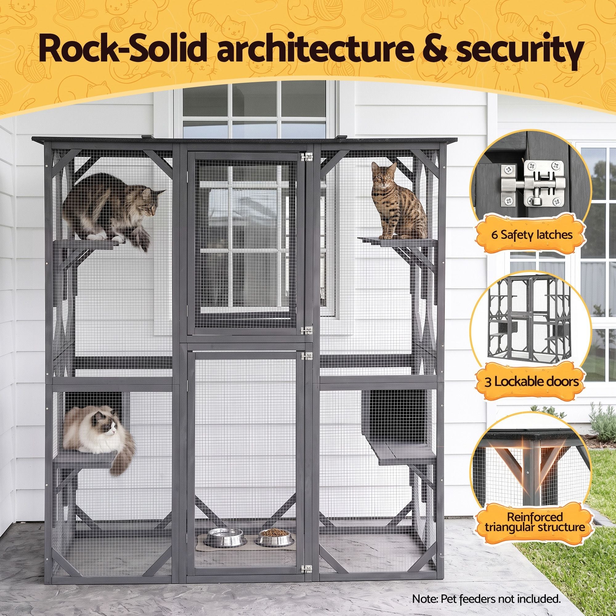 Cat House 181cm Outdoor Catio Enclosure Walk-In Large Rabbit Hutch Grey - Pet Care > Cat Supplies > Cat Furniture - Rivercity House & Home Co. (ABN 18 642 972 209) - Affordable Modern Furniture Australia