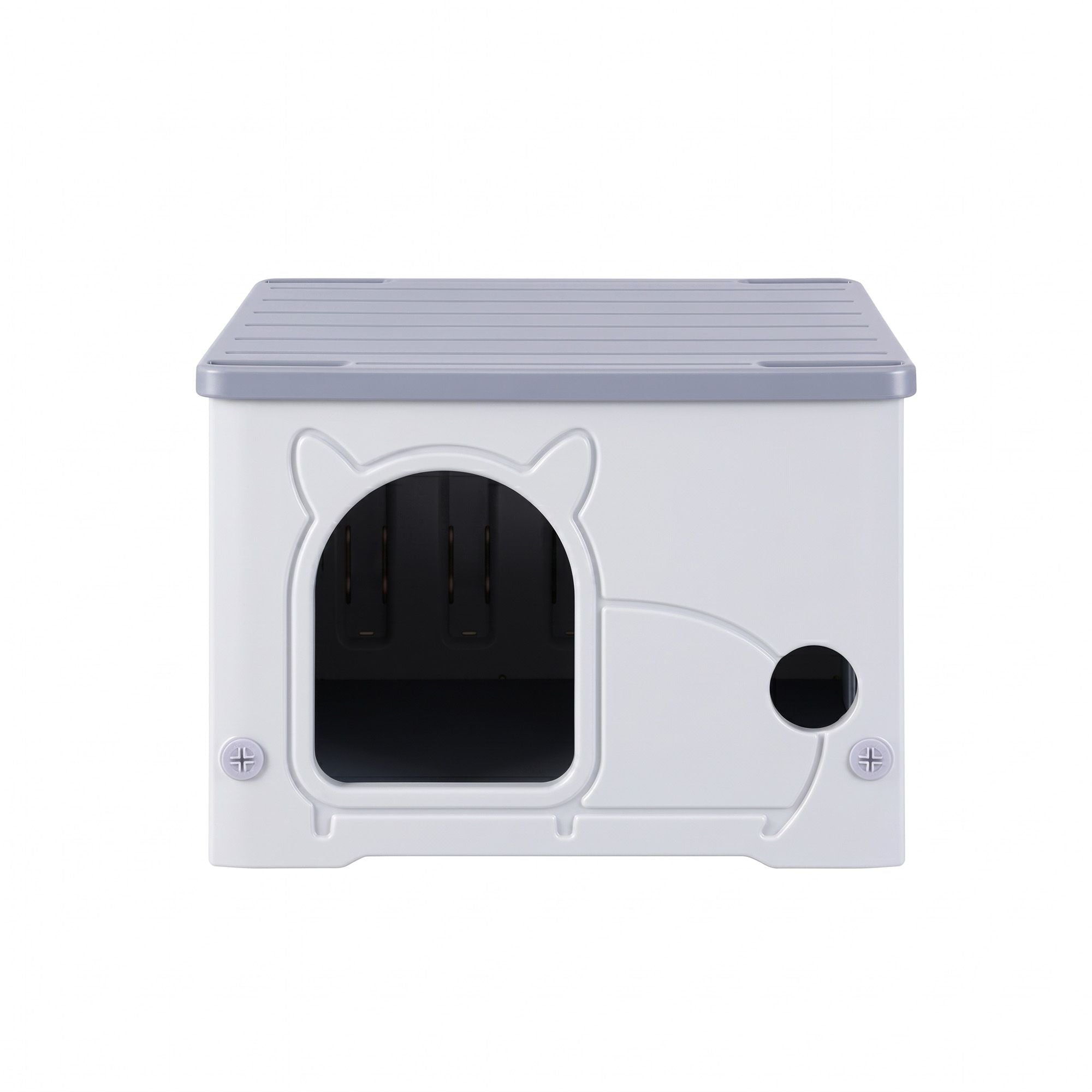 Cat House Enclosed Shelter Stackable Plastic Nest Box 54x41x39cm - Grey - Pet Care > Cat Supplies > Cat Carriers & Crates - Rivercity House & Home Co. (ABN 18 642 972 209) - Affordable Modern Furniture Australia