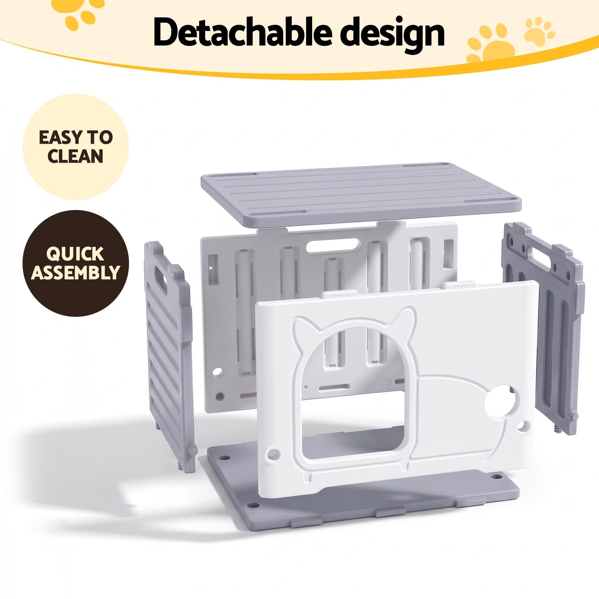 Cat House Enclosed Shelter Stackable Plastic Nest Box 54x41x39cm - Grey - Pet Care > Cat Supplies > Cat Carriers & Crates - Rivercity House & Home Co. (ABN 18 642 972 209) - Affordable Modern Furniture Australia