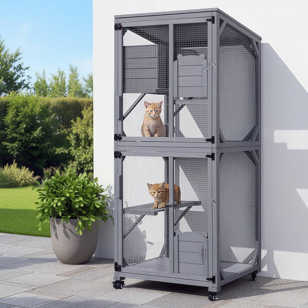 Cat House Wooden 180cm Rabbit Hutch Pet Condo Small Dog Enclosure Cage - Pet Care > Cat Supplies > Cat Carriers & Crates - Rivercity House & Home Co. (ABN 18 642 972 209) - Affordable Modern Furniture Australia