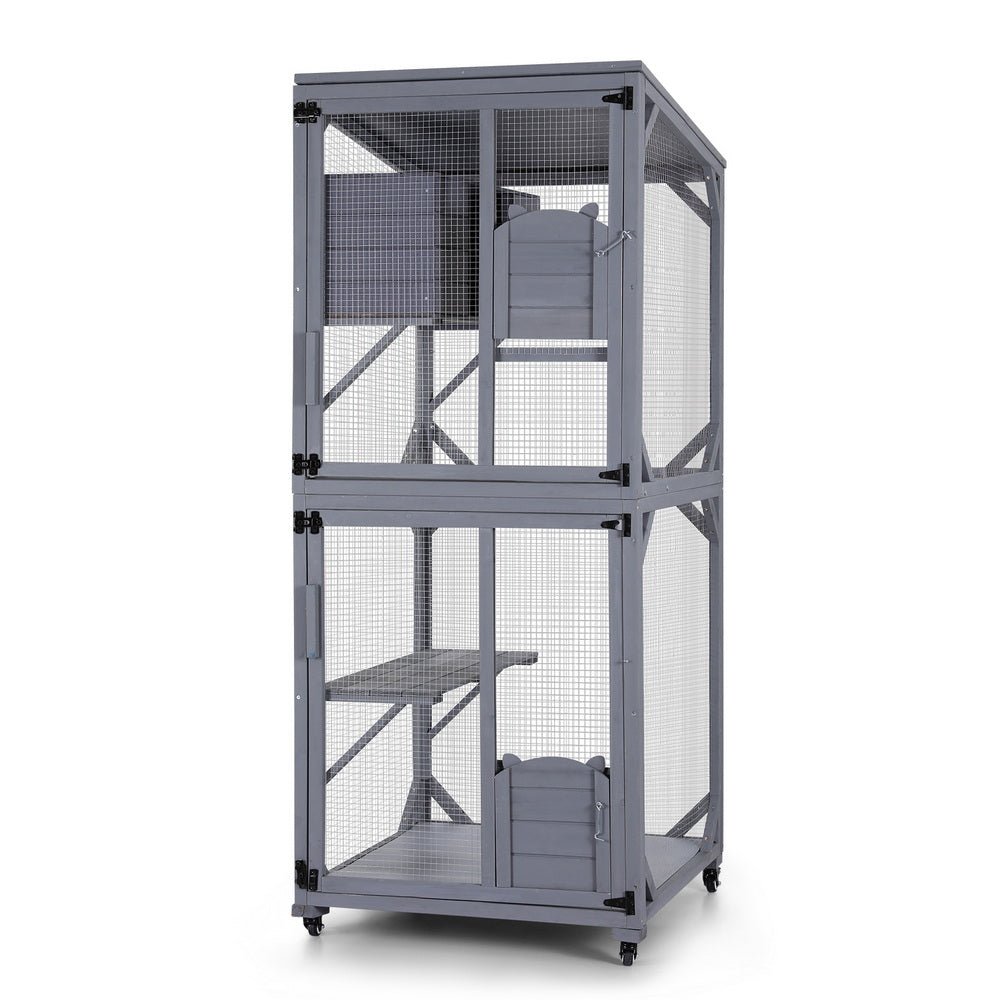 Cat House Wooden 180cm Rabbit Hutch Pet Condo Small Dog Enclosure Cage - Pet Care > Cat Supplies > Cat Carriers & Crates - Rivercity House & Home Co. (ABN 18 642 972 209) - Affordable Modern Furniture Australia