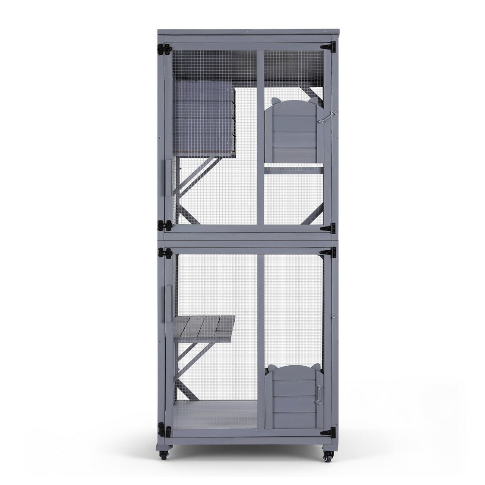 Cat House Wooden 180cm Rabbit Hutch Pet Condo Small Dog Enclosure Cage - Pet Care > Cat Supplies > Cat Carriers & Crates - Rivercity House & Home Co. (ABN 18 642 972 209) - Affordable Modern Furniture Australia