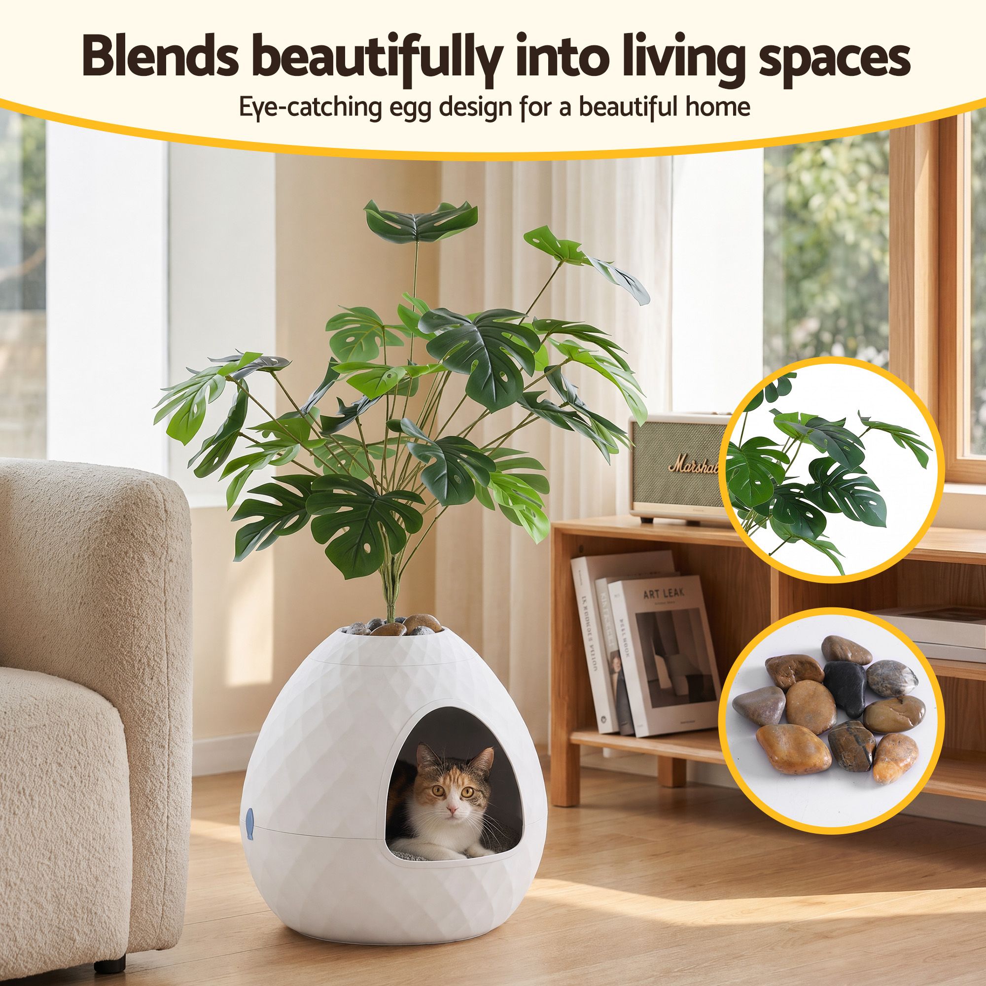 Cat Litter Box Hidden Litter Tray Enclosure Planter Furniture House White - Pet Care > Cat Supplies > Cat Furniture - Rivercity House & Home Co. (ABN 18 642 972 209) - Affordable Modern Furniture Australia