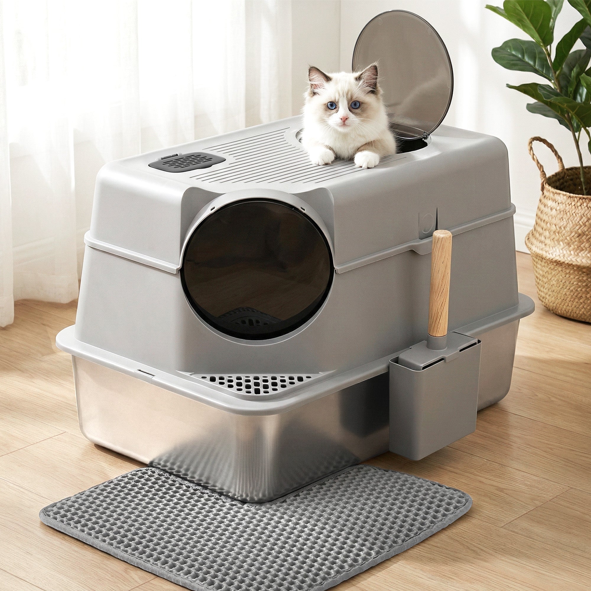 Cat Litter Box Large Stainless Steel High Sided Pet Toilet Odour Control - Pet Care > Cat Supplies > Cat Litter - Rivercity House & Home Co. (ABN 18 642 972 209) - Affordable Modern Furniture Australia