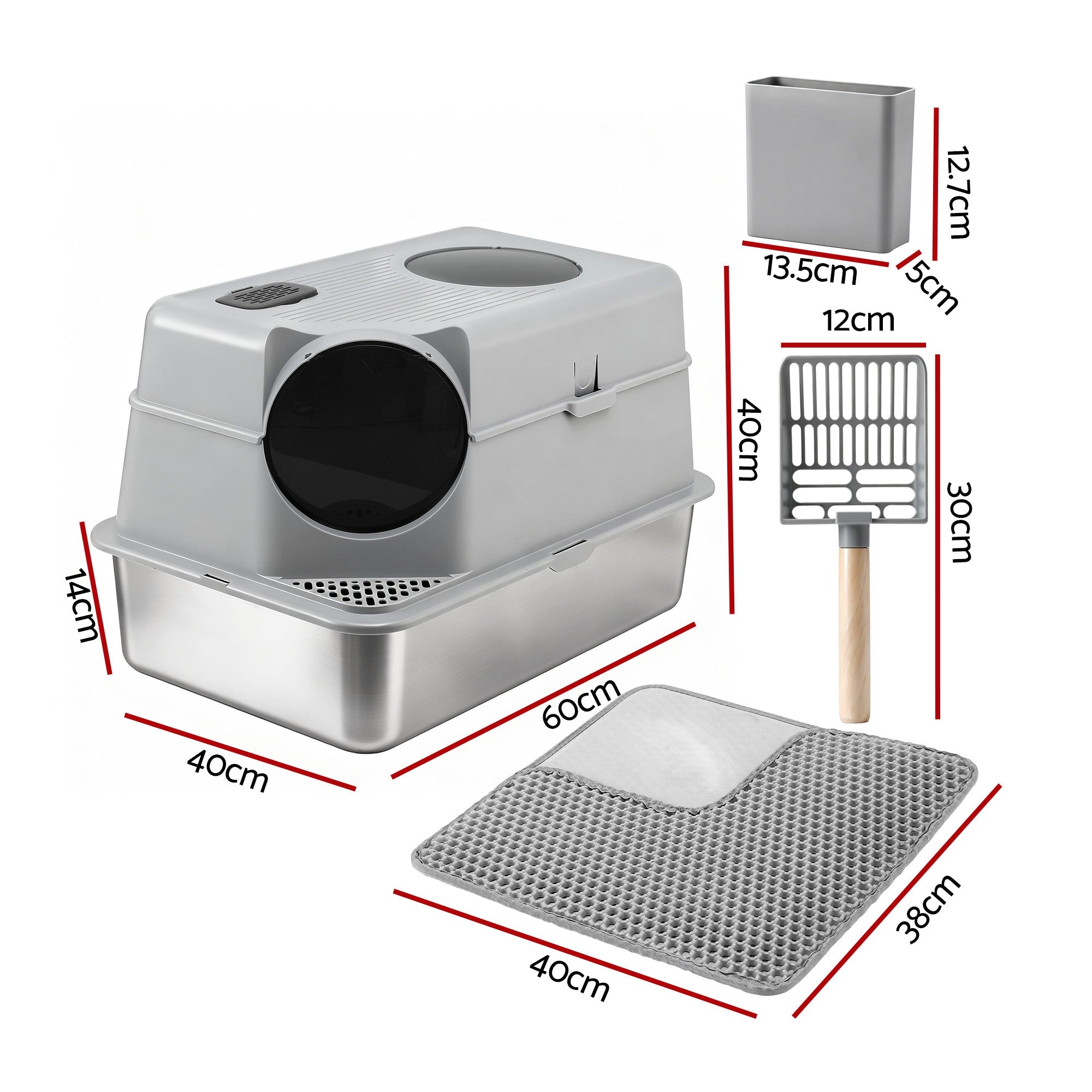 Cat Litter Box Large Stainless Steel High Sided Pet Toilet Odour Control - Pet Care > Cat Supplies > Cat Litter - Rivercity House & Home Co. (ABN 18 642 972 209) - Affordable Modern Furniture Australia