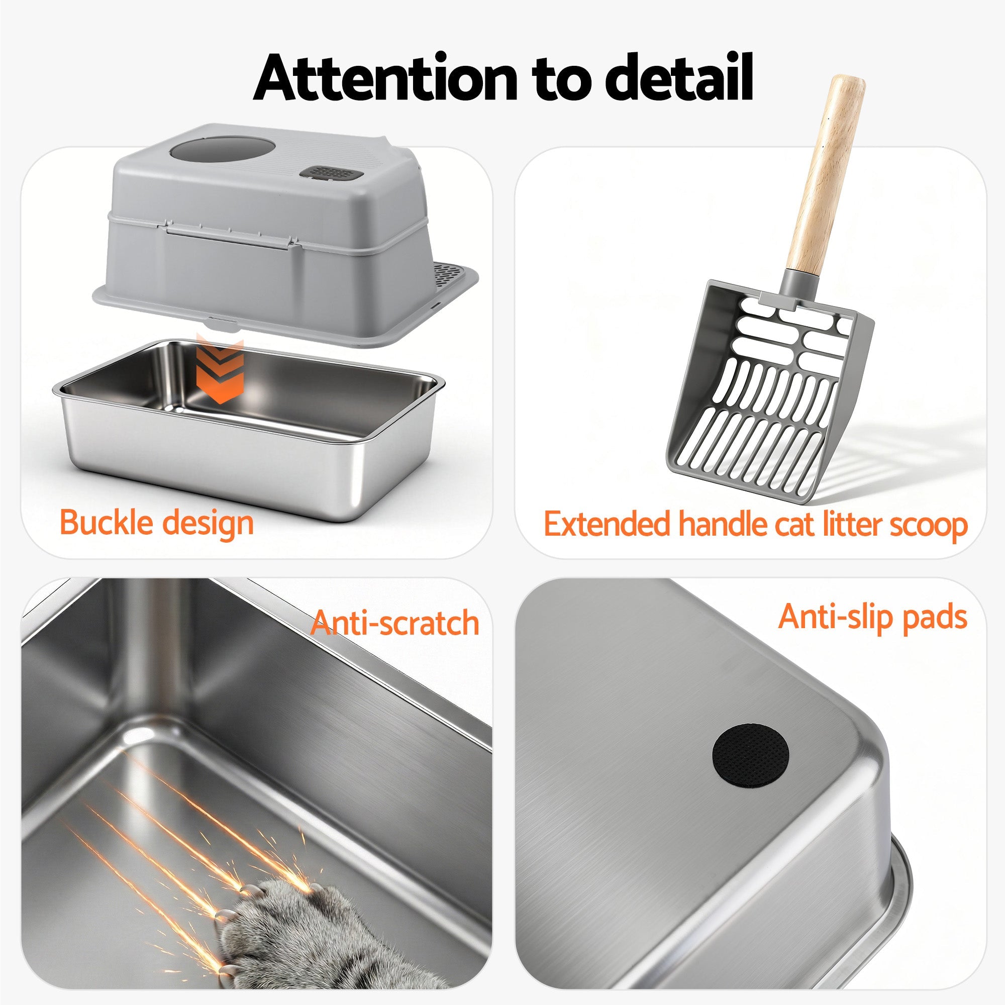 Cat Litter Box Large Stainless Steel High Sided Pet Toilet Odour Control - Pet Care > Cat Supplies > Cat Litter - Rivercity House & Home Co. (ABN 18 642 972 209) - Affordable Modern Furniture Australia