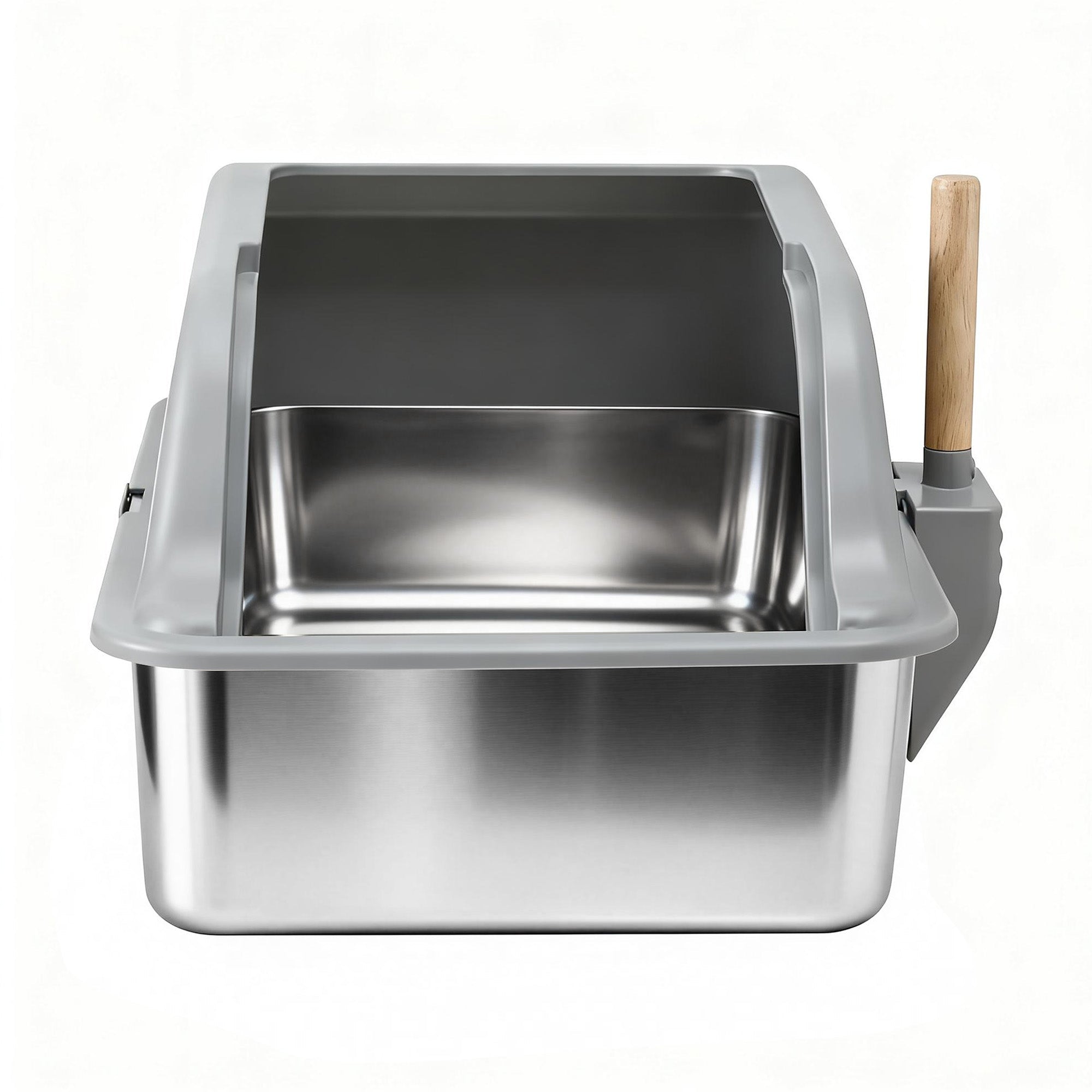 Cat Litter Box Stainless Steel Large Semi - Enclosed Pet Kitty Toilet Grey - Pet Care > Cat Supplies > Cat Litter - Rivercity House & Home Co. (ABN 18 642 972 209) - Affordable Modern Furniture Australia