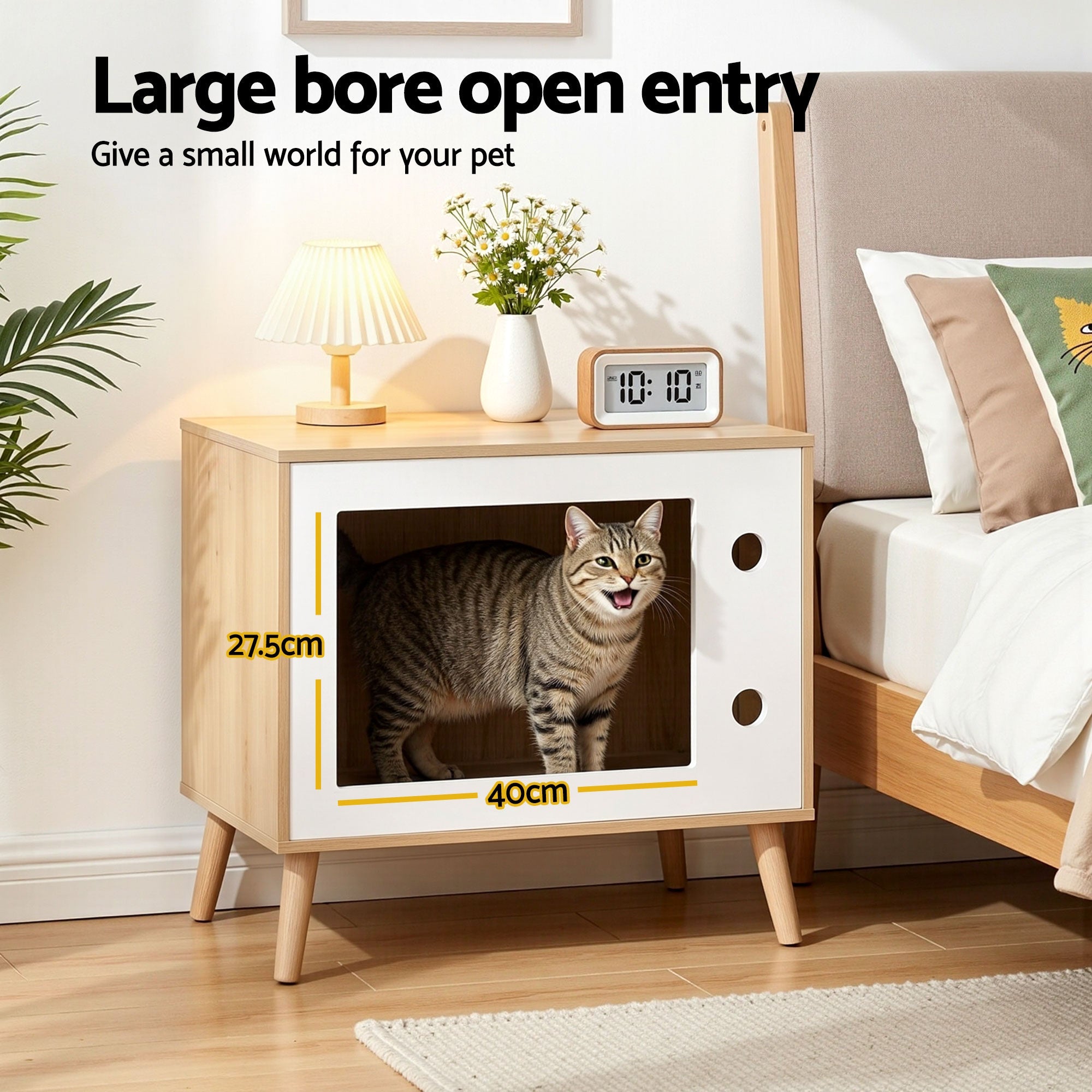Cat Nest Bedside Table Solid Wood 60cm - Furniture > Bedroom > Bedside Tables - Rivercity House & Home Co. (ABN 18 642 972 209) - Affordable Modern Furniture Australia