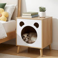 Cat Nest Bedside Table Solid Wood - Pine & White