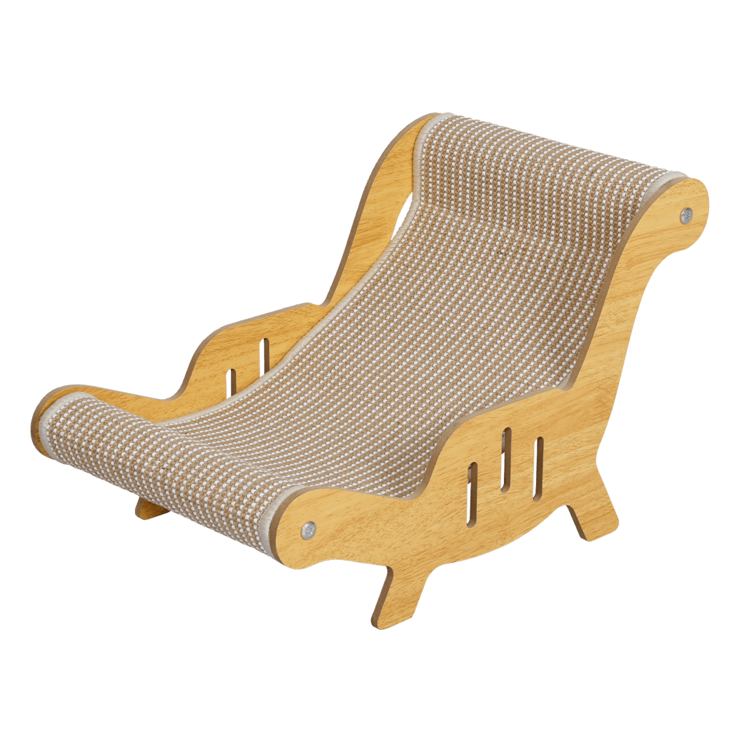 Cat Scratcher and Bed Lounge Chair with Scratching Pad - Light Wood & Brown - Rivercity House & Home Co. (ABN 18 642 972 209) - Affordable Modern Furniture Australia