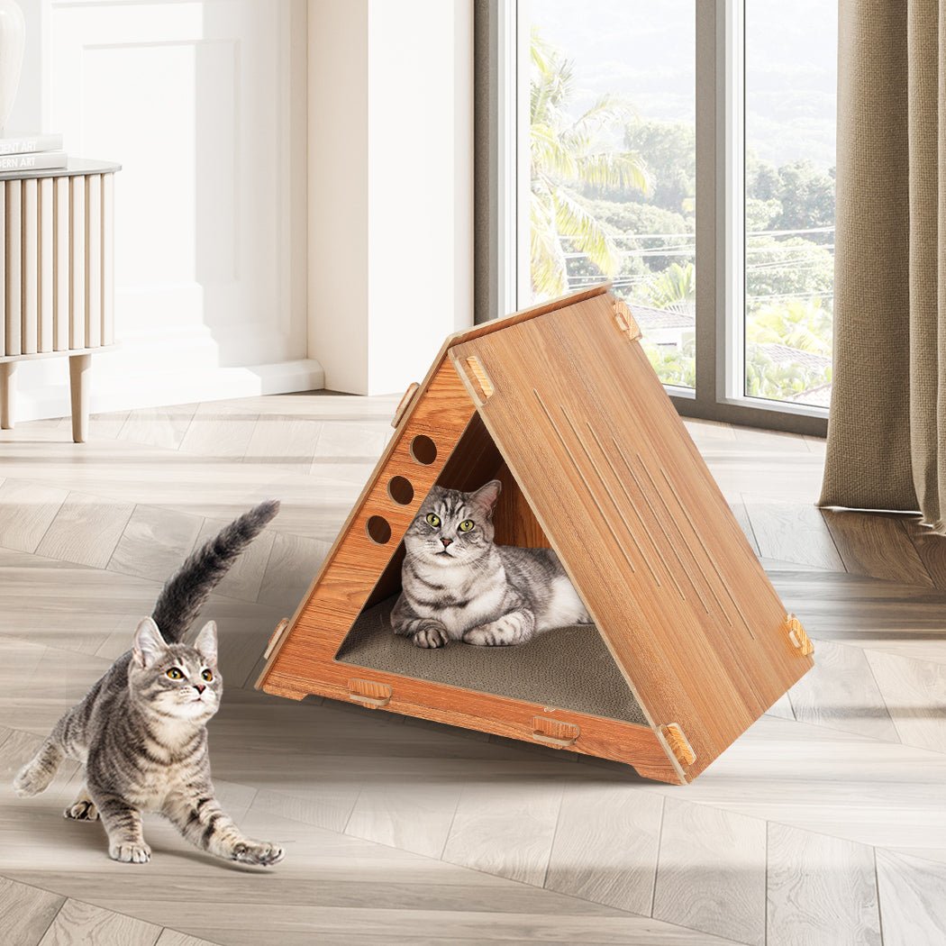 Cat Scratcher Board with Bed - Brown - Rivercity House & Home Co. (ABN 18 642 972 209) - Affordable Modern Furniture Australia