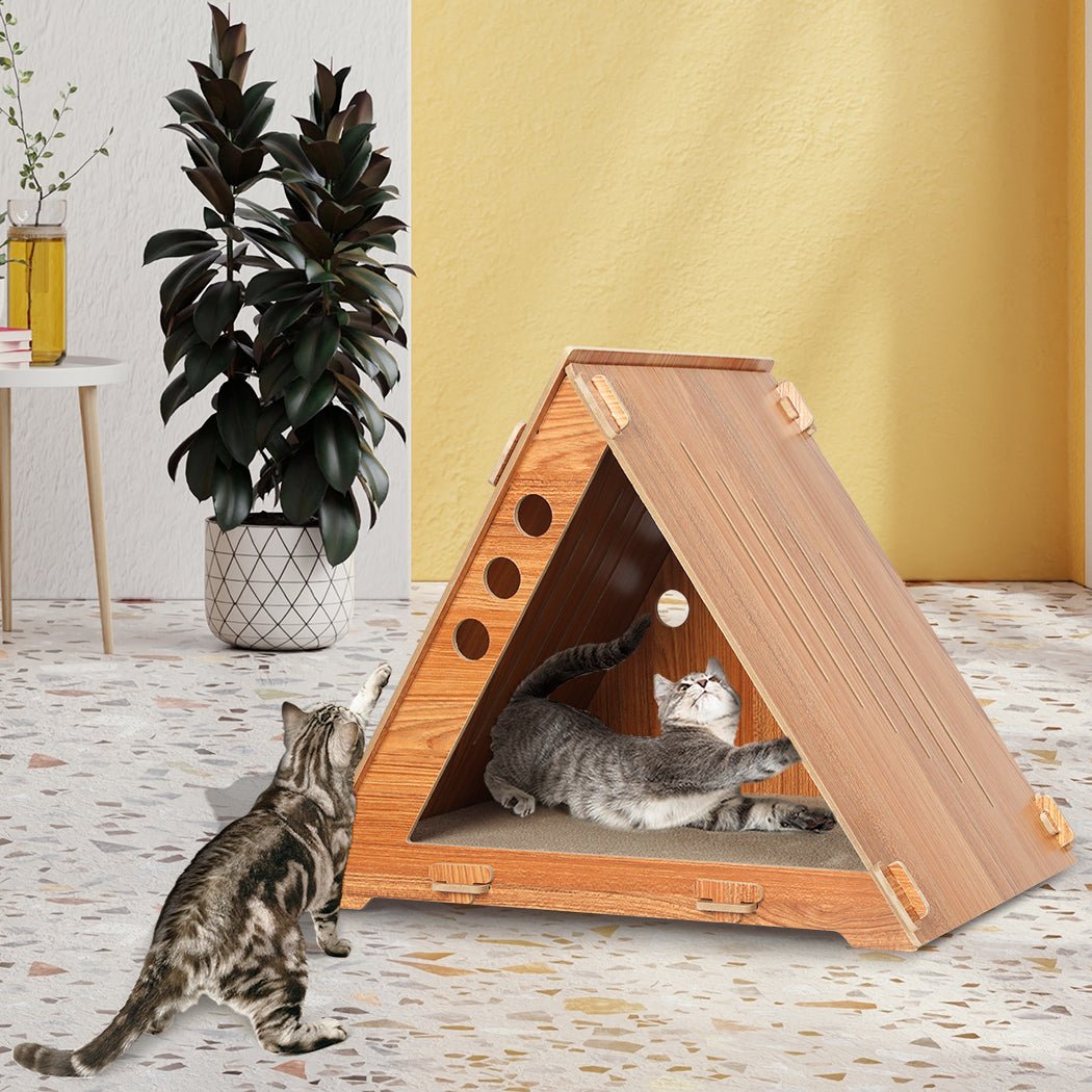 Cat Scratcher Board with Bed - Brown - Rivercity House & Home Co. (ABN 18 642 972 209) - Affordable Modern Furniture Australia