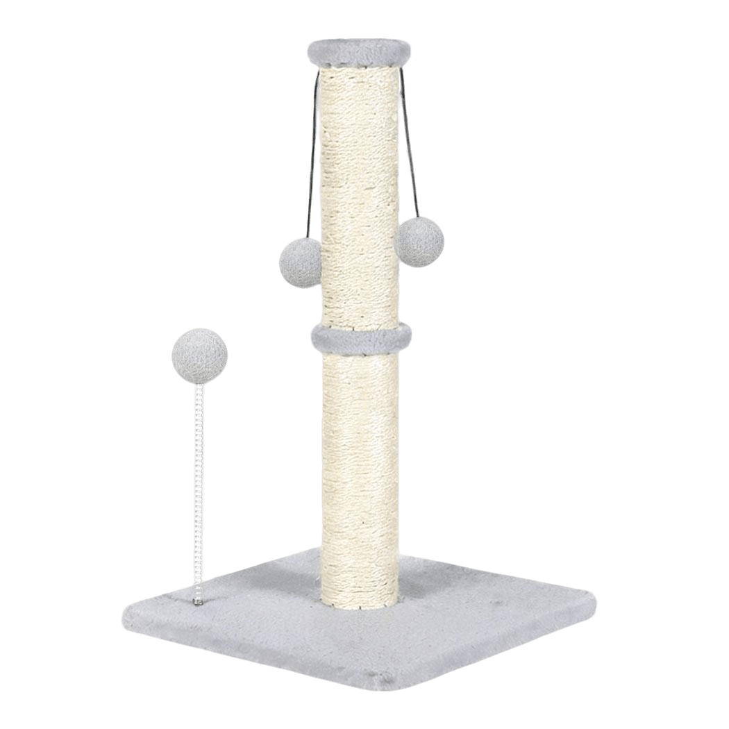 Cat Scratcher Tower Scratching Post with Plush Balls - Light Grey - Rivercity House & Home Co. (ABN 18 642 972 209) - Affordable Modern Furniture Australia