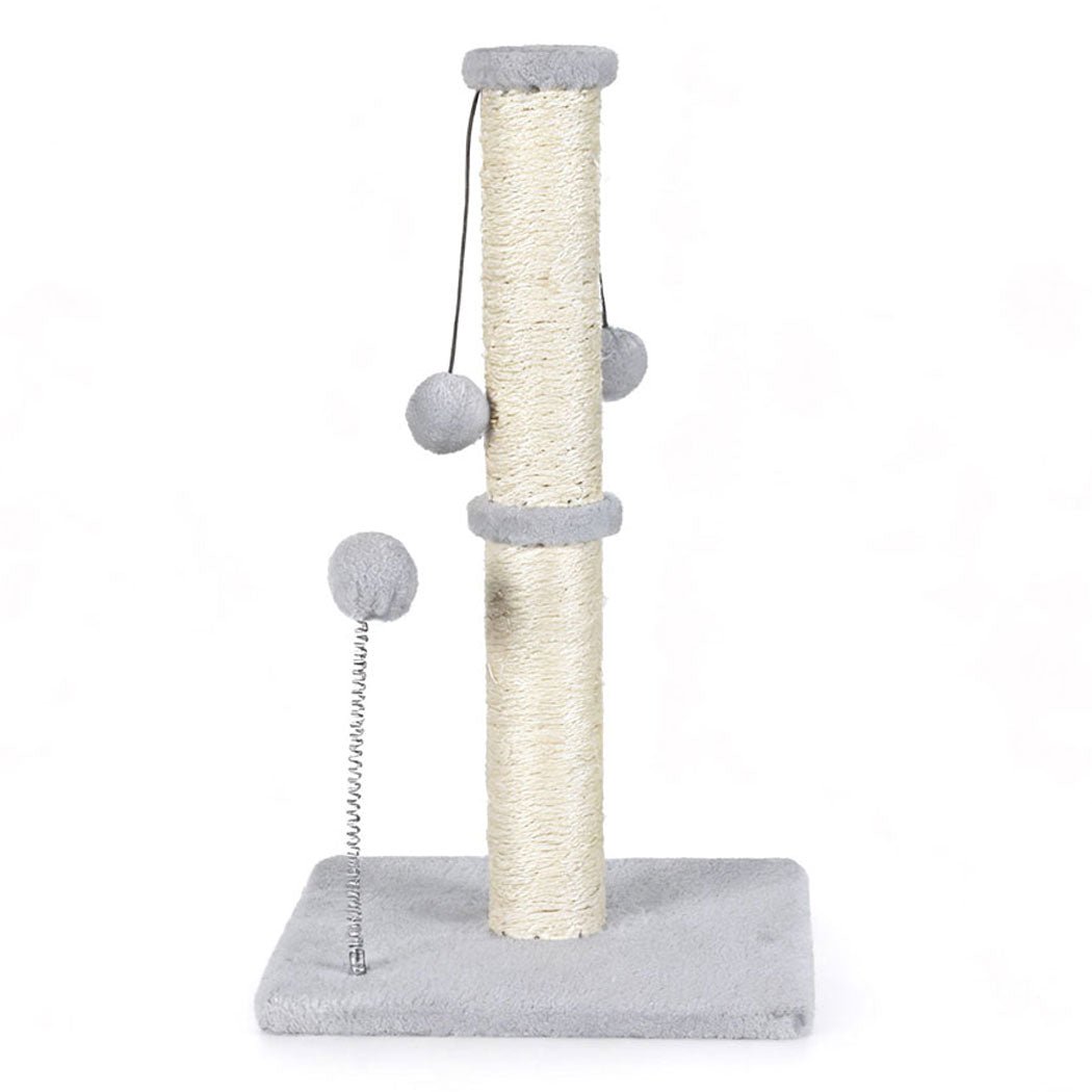 Cat Scratcher Tower Scratching Post with Plush Balls - Light Grey - Rivercity House & Home Co. (ABN 18 642 972 209) - Affordable Modern Furniture Australia