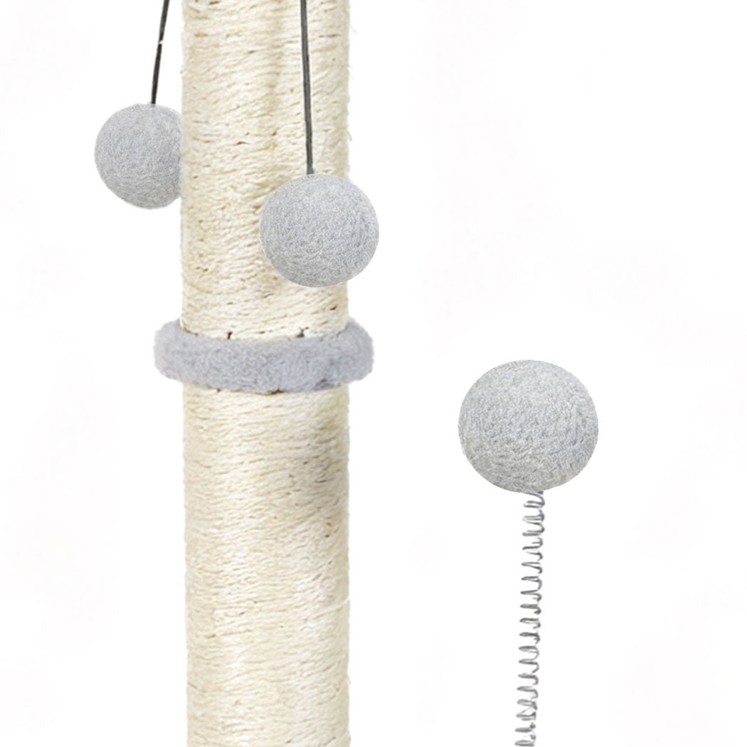 Cat Scratcher Tower Scratching Post with Plush Balls - Light Grey - Rivercity House & Home Co. (ABN 18 642 972 209) - Affordable Modern Furniture Australia