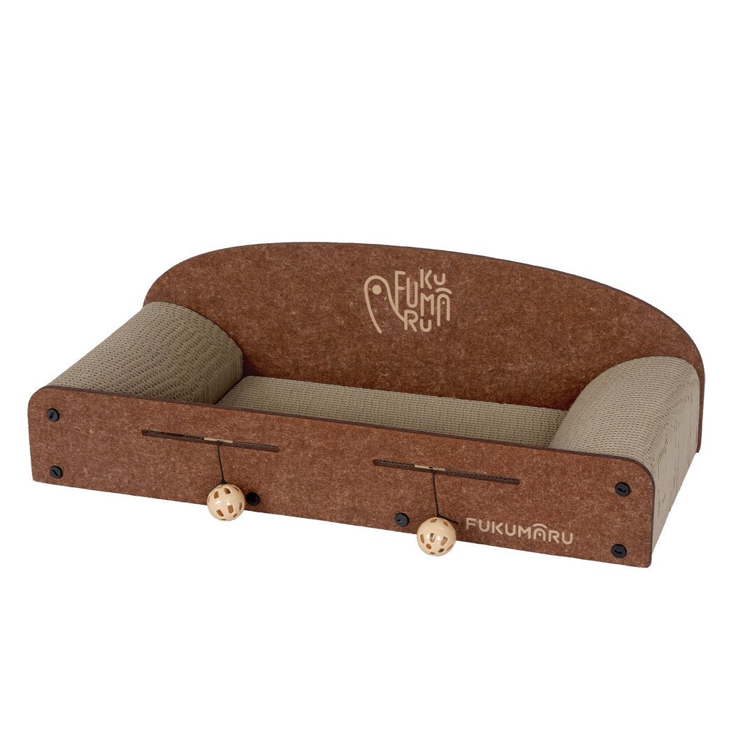 Cat Scratching Board with 2 Bell Balls - Brown - Rivercity House & Home Co. (ABN 18 642 972 209) - Affordable Modern Furniture Australia