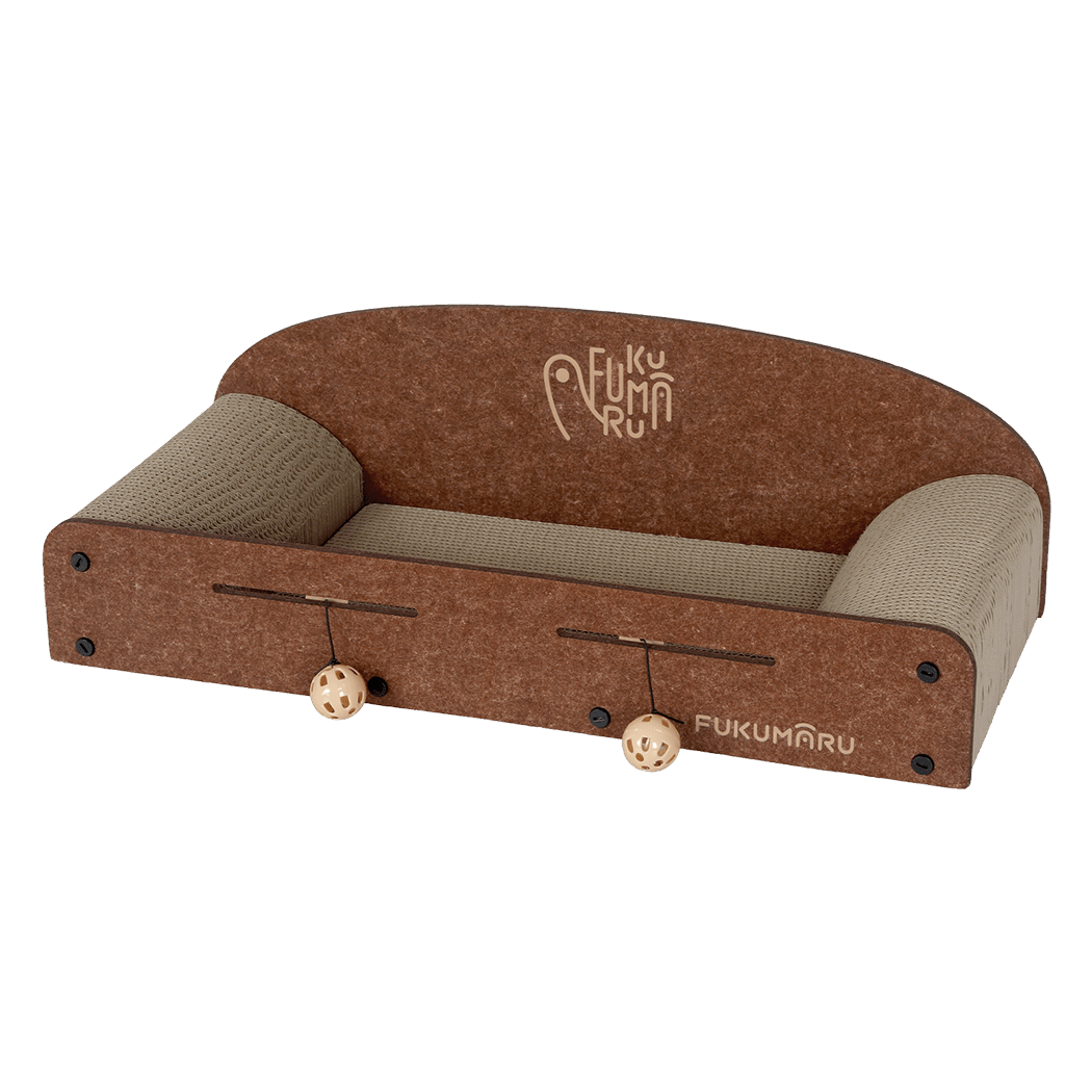 Cat Scratching Board with 2 Bell Balls - Brown - Rivercity House & Home Co. (ABN 18 642 972 209) - Affordable Modern Furniture Australia