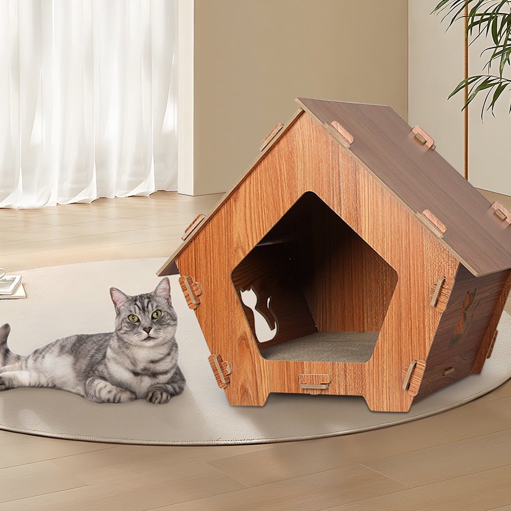 Cat Scratching Board with Bed - Brown - Rivercity House & Home Co. (ABN 18 642 972 209) - Affordable Modern Furniture Australia