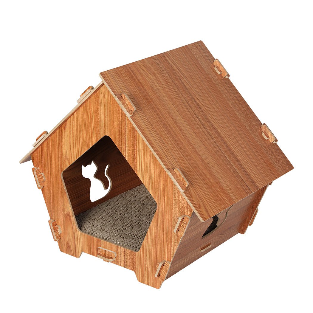 Cat Scratching Board with Bed - Brown - Rivercity House & Home Co. (ABN 18 642 972 209) - Affordable Modern Furniture Australia