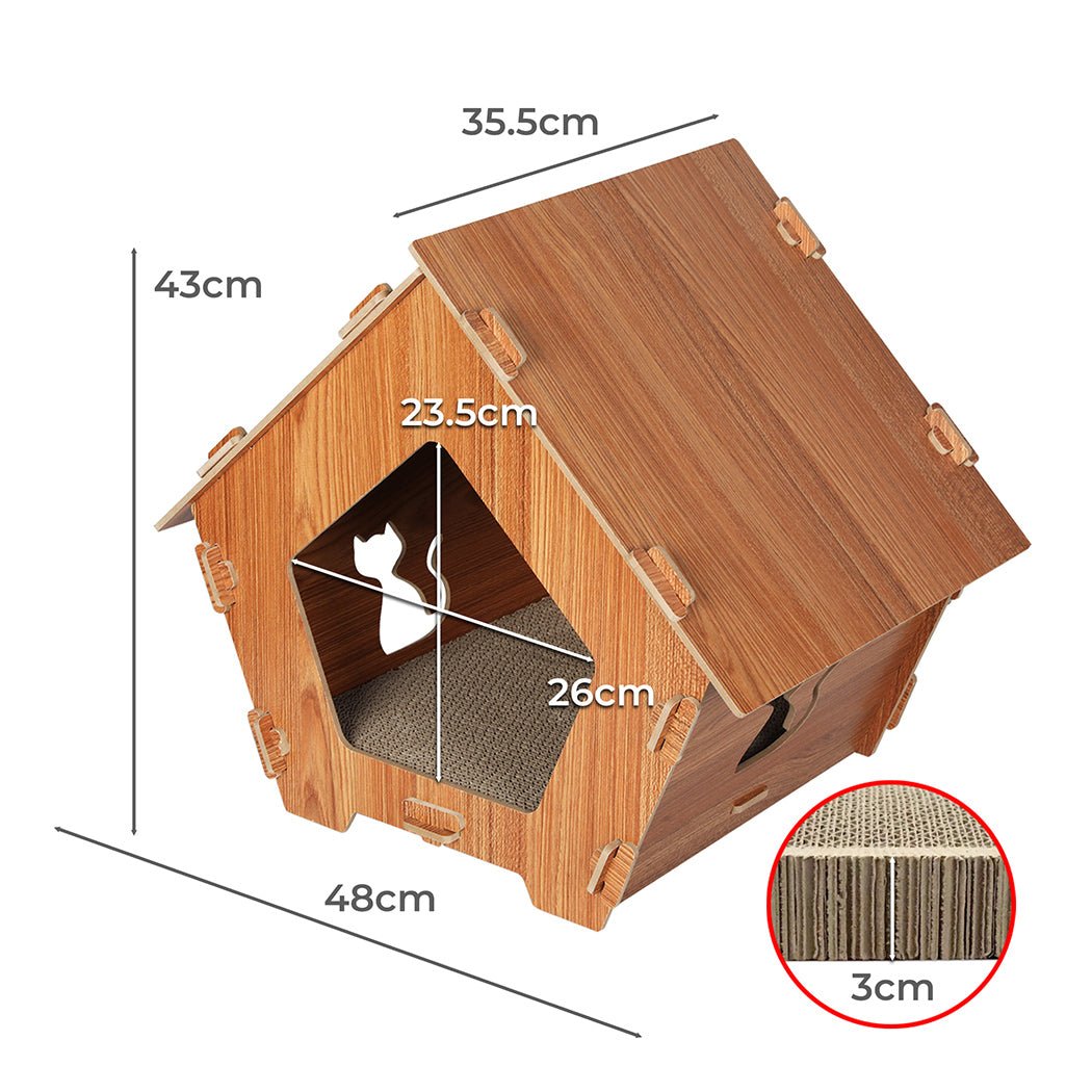 Cat Scratching Board with Bed - Brown - Rivercity House & Home Co. (ABN 18 642 972 209) - Affordable Modern Furniture Australia