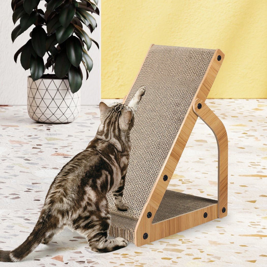 Cat Scratching Board with MDF Frame and Corrugated Cardboard - Brown - Rivercity House & Home Co. (ABN 18 642 972 209) - Affordable Modern Furniture Australia