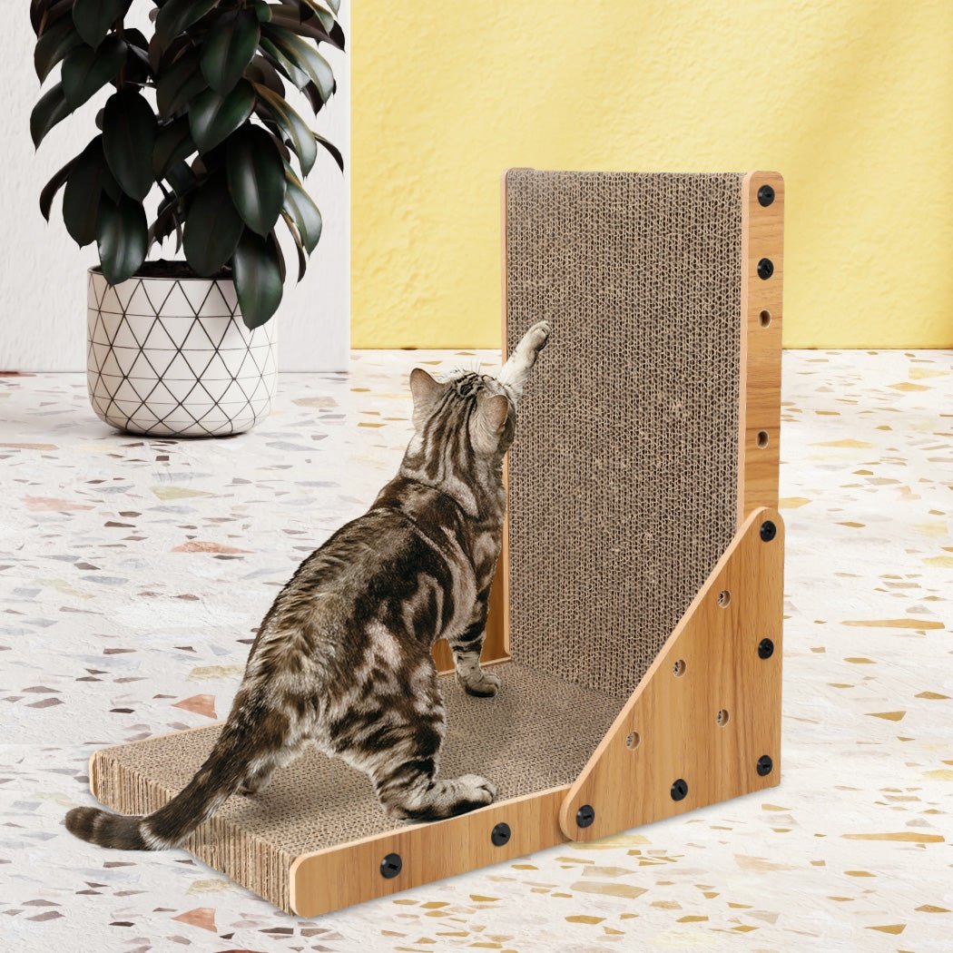 Cat Scratching Board with MDF Frame and Corrugated Cardboard - Brown - Rivercity House & Home Co. (ABN 18 642 972 209) - Affordable Modern Furniture Australia