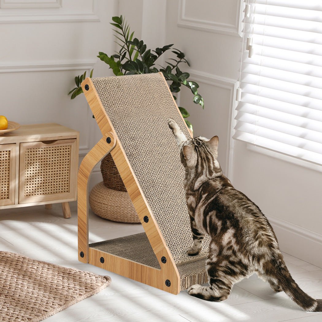 Cat Scratching Board with MDF Frame and Corrugated Cardboard - Brown - Rivercity House & Home Co. (ABN 18 642 972 209) - Affordable Modern Furniture Australia