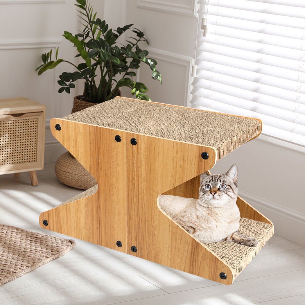 Cat Scratching Board with MDF Frame and Corrugated Cardboard - Brown - Rivercity House & Home Co. (ABN 18 642 972 209) - Affordable Modern Furniture Australia