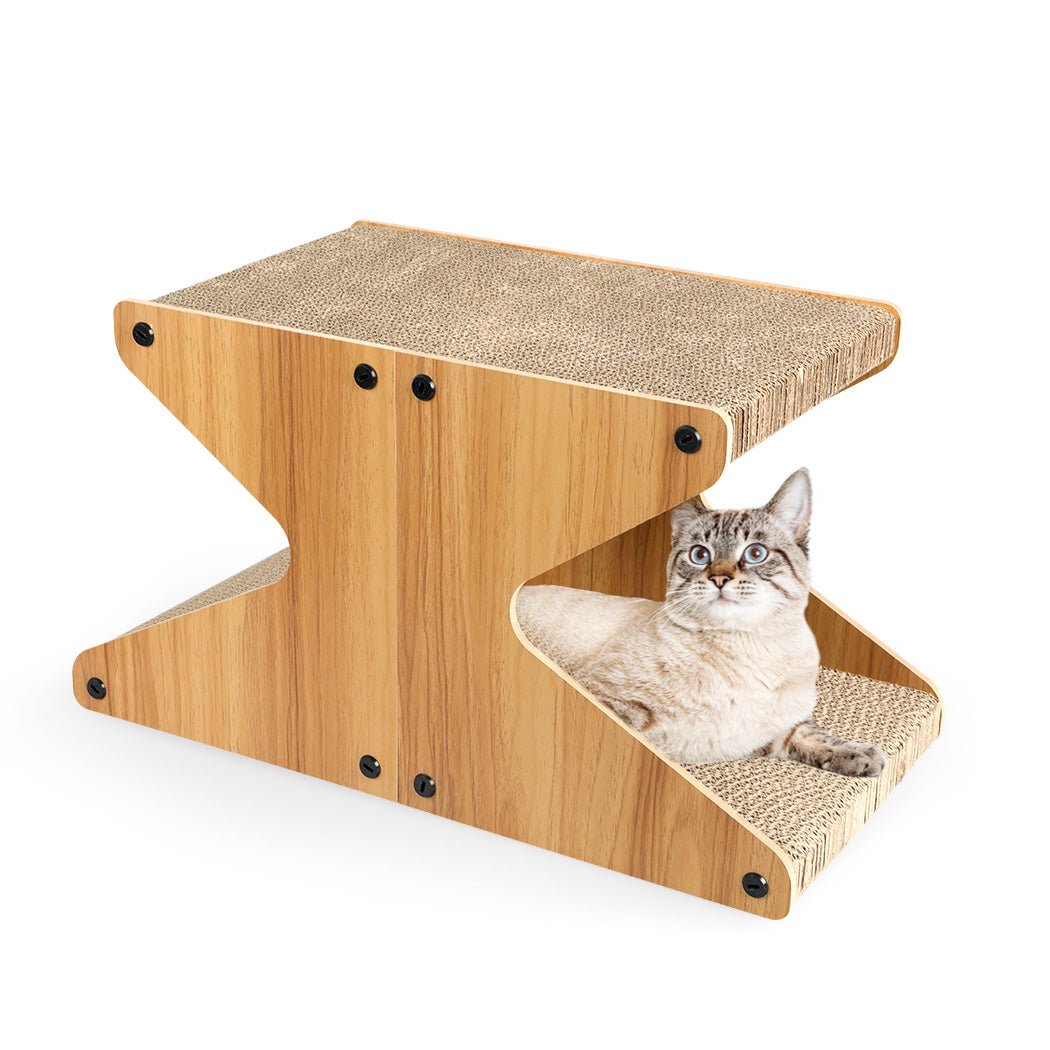 Cat Scratching Board with MDF Frame and Corrugated Cardboard - Brown - Rivercity House & Home Co. (ABN 18 642 972 209) - Affordable Modern Furniture Australia