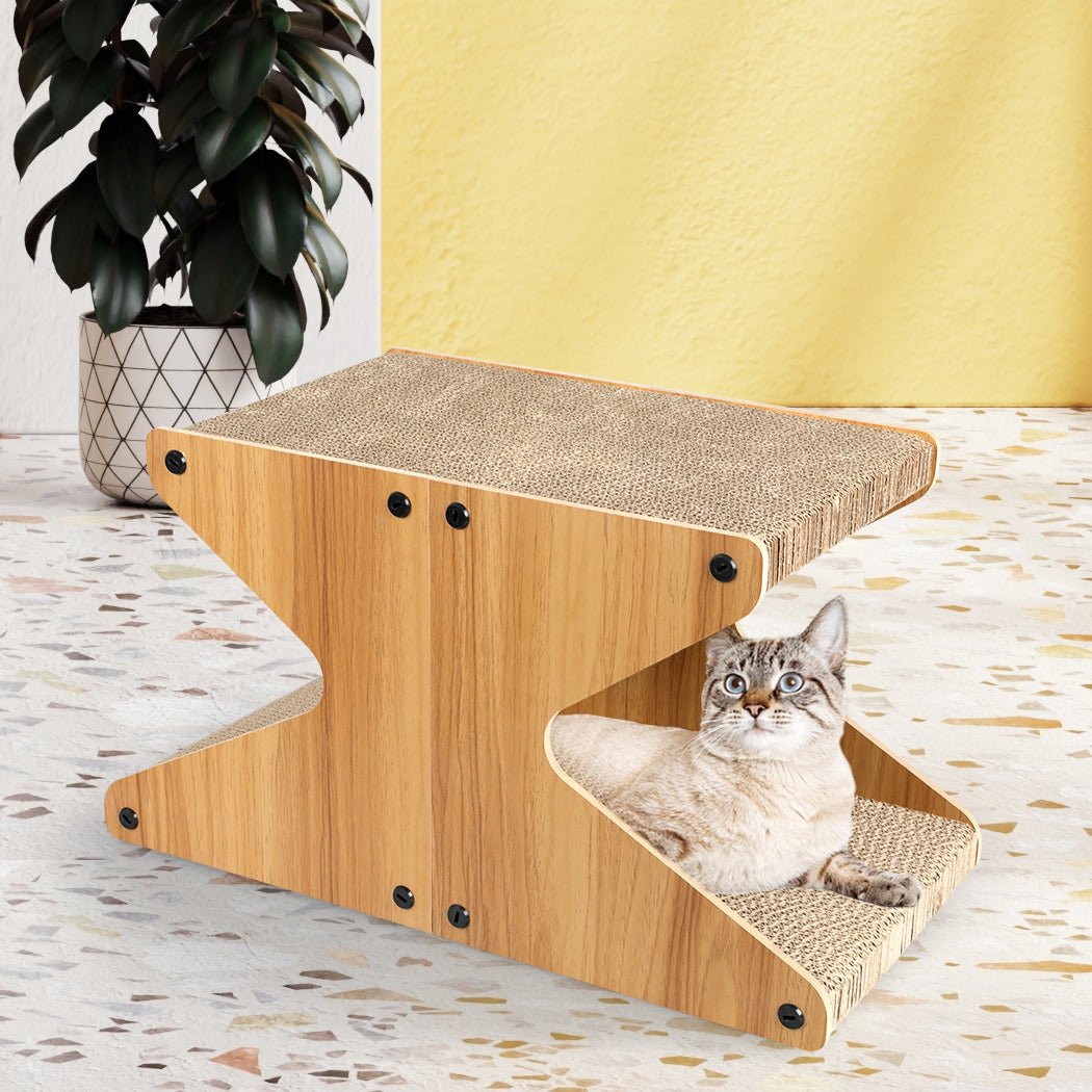 Cat Scratching Board with MDF Frame and Corrugated Cardboard - Brown - Rivercity House & Home Co. (ABN 18 642 972 209) - Affordable Modern Furniture Australia